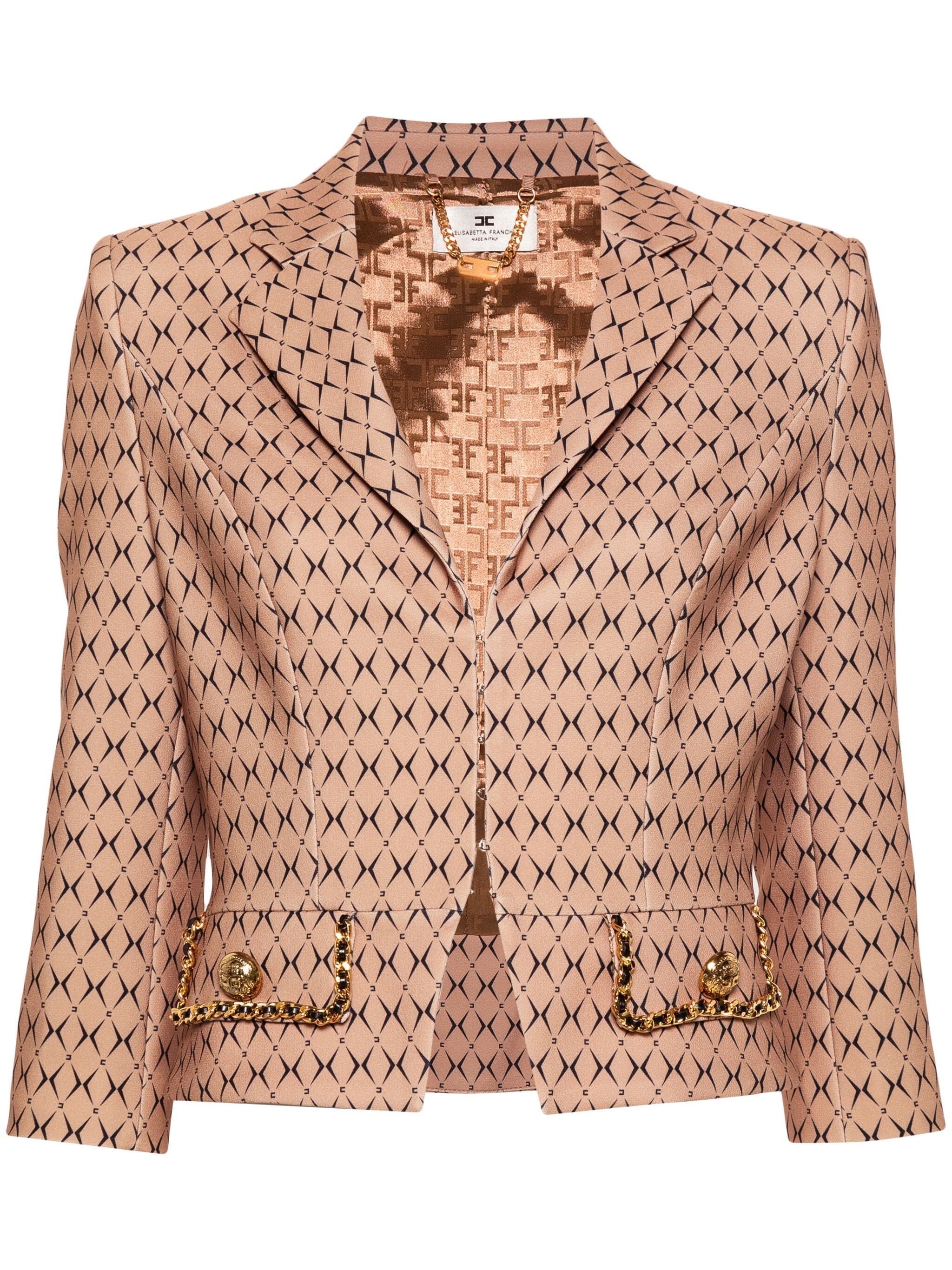 ELISABETTA FRANCHI DIAMOND-PRINT CROPPED JACKET