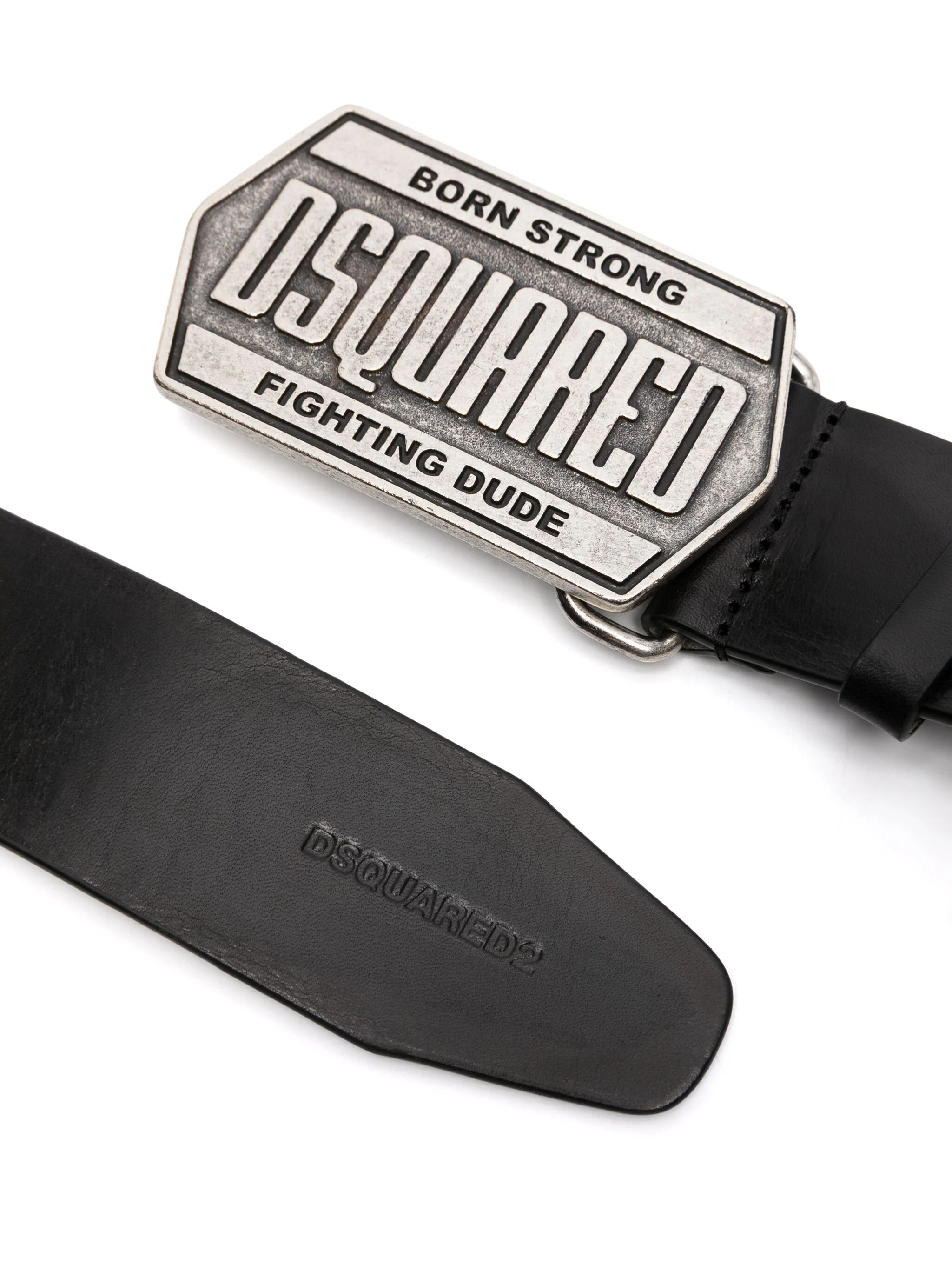 DSQUARED2 LOGO-PLAQUE LEATHER BELT