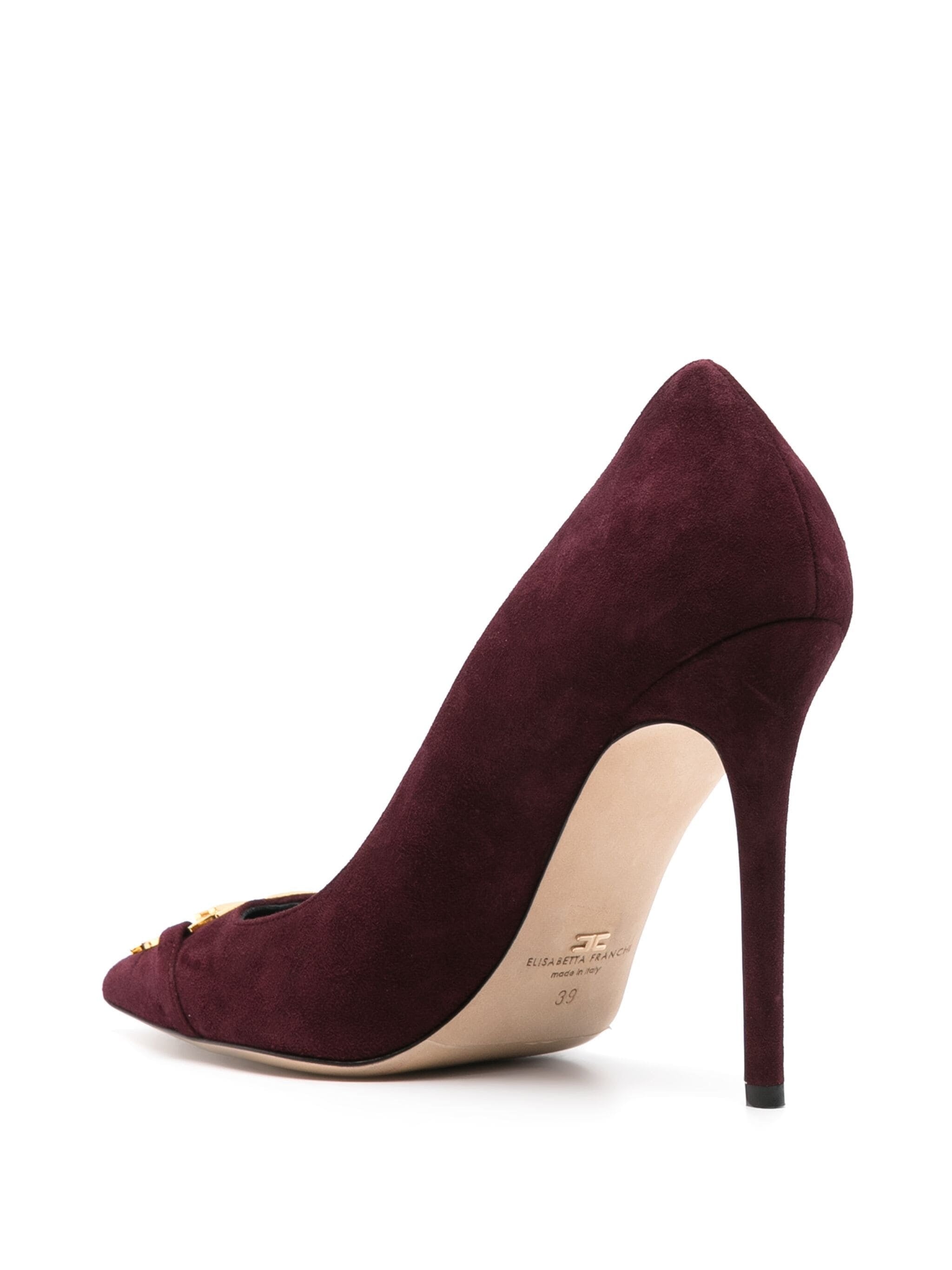 ELISABETTA FRANCHI 105MM LOGO-PLAQUE SUEDE PUMPS