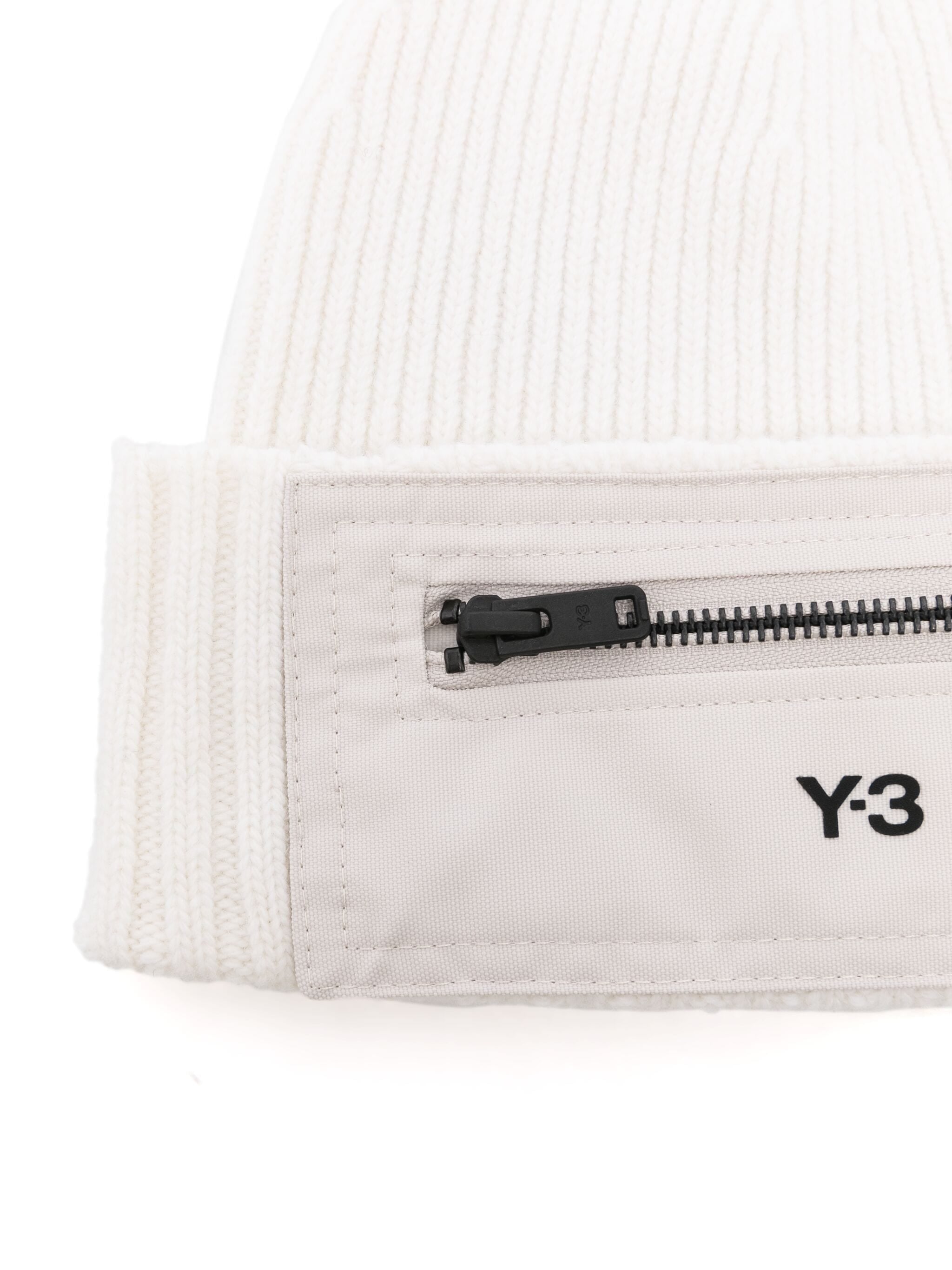 Y-3 LOGO-PRINT WOOL BEANIE