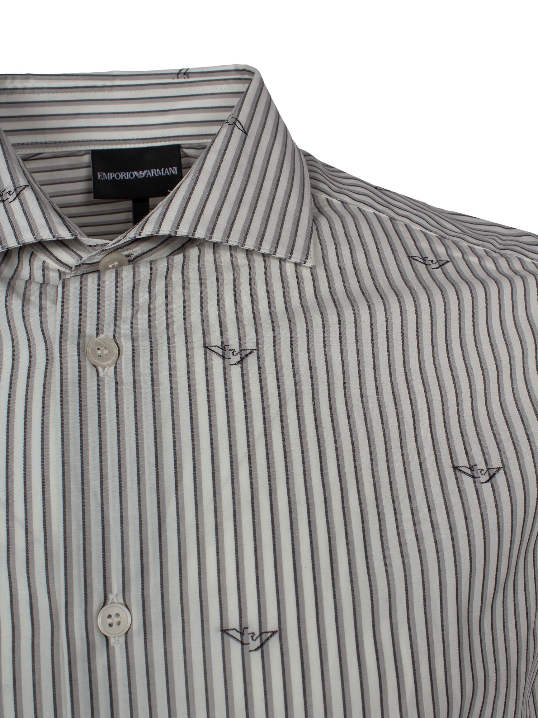 EMPORIO ARMANI LOGO-PRINT STRIPED SHIRT