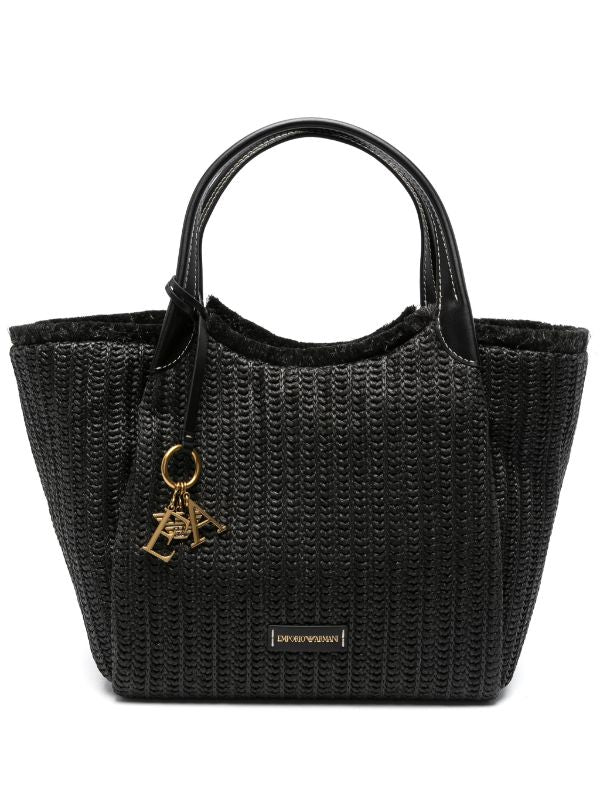 EMPORIO ARMANI LOGO-CHARM INTERWOVEN TOTE BAG