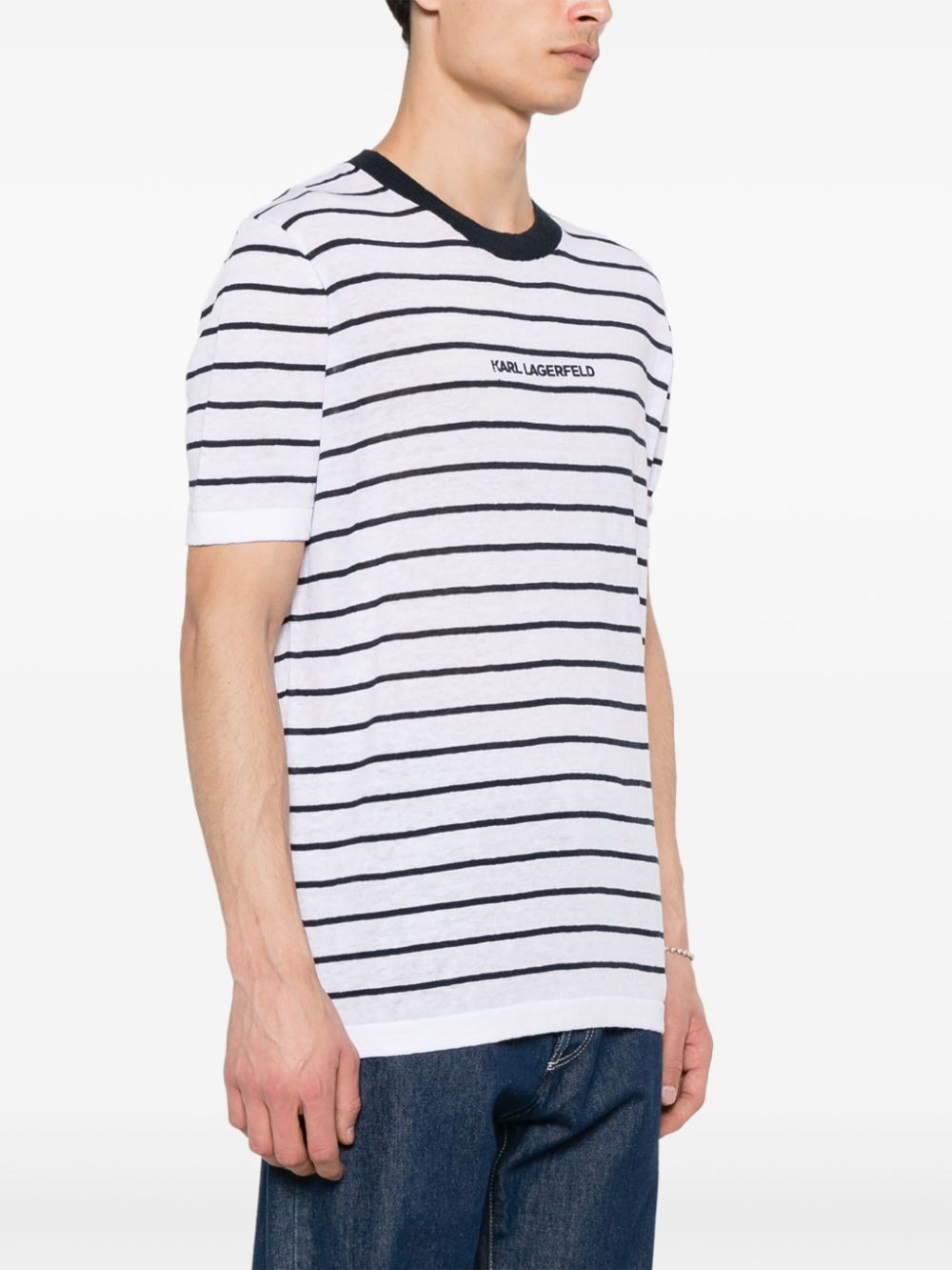 KARL LAGERFELD STRIPED KNITTED T-SHIRT