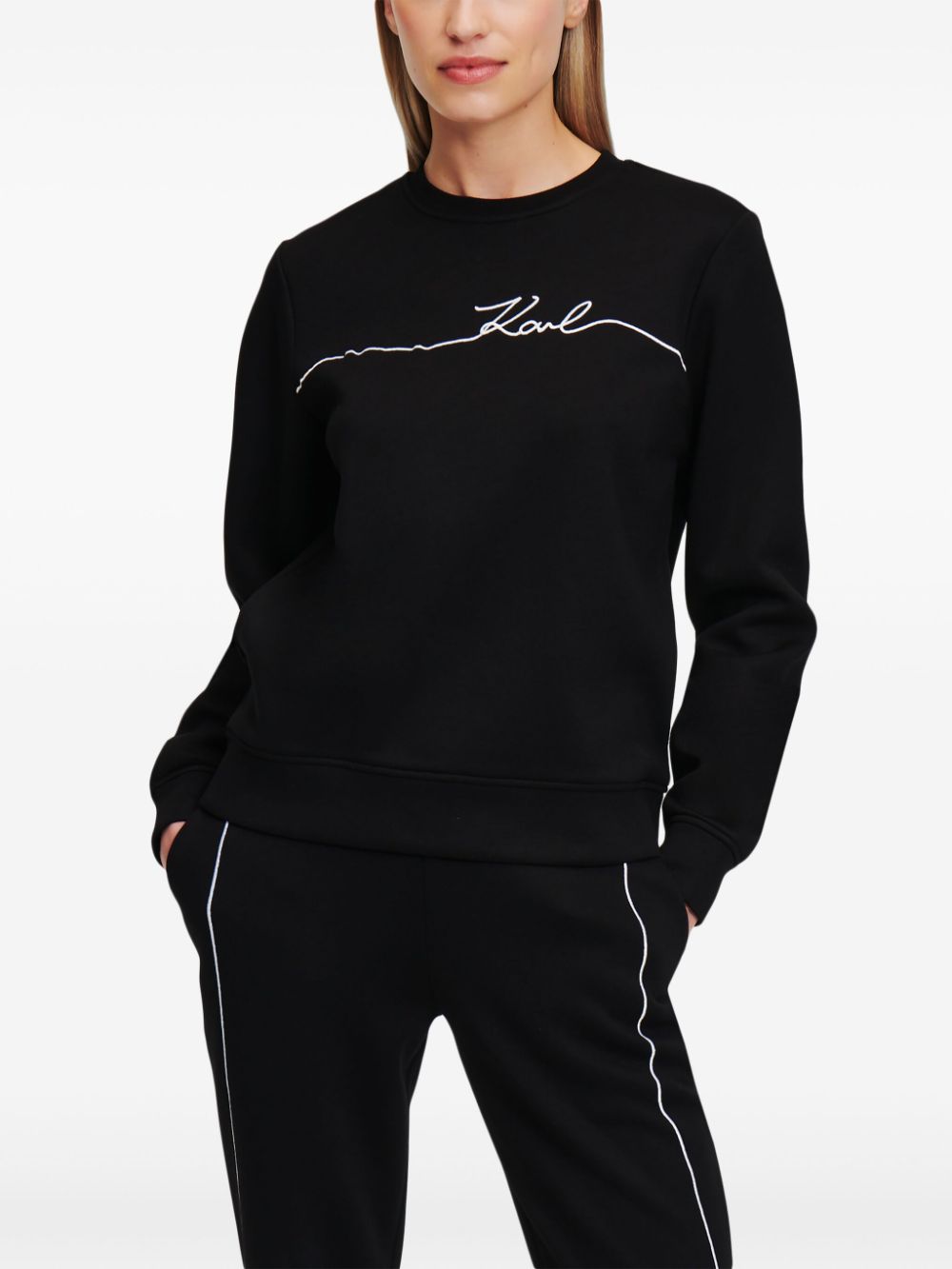 KARL LAGERFELD SIGNATURE EMBROIDERED SWEATSHIRT