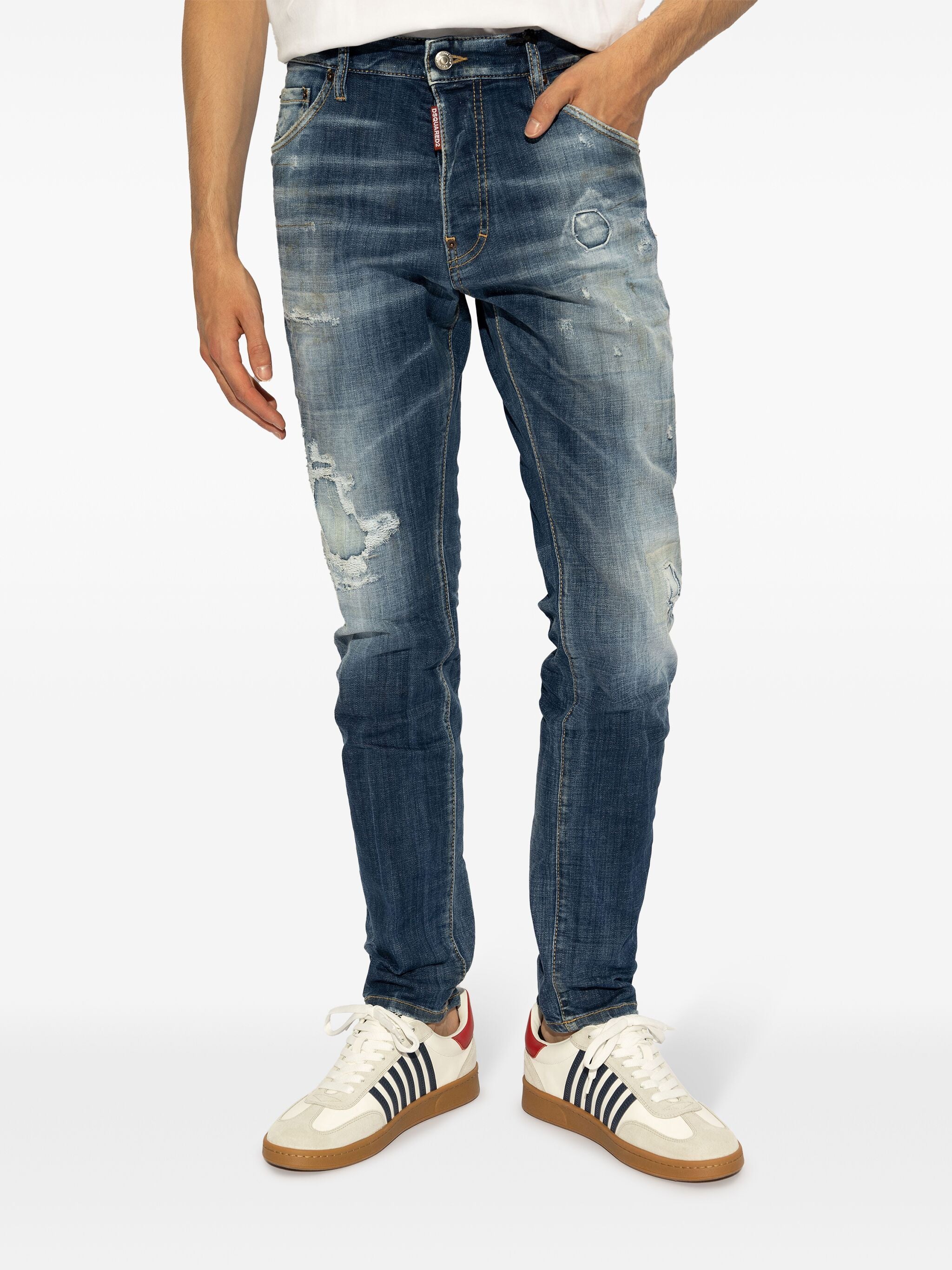 DSQUARED2 DISTRESSED SLIM-CUT JEANS