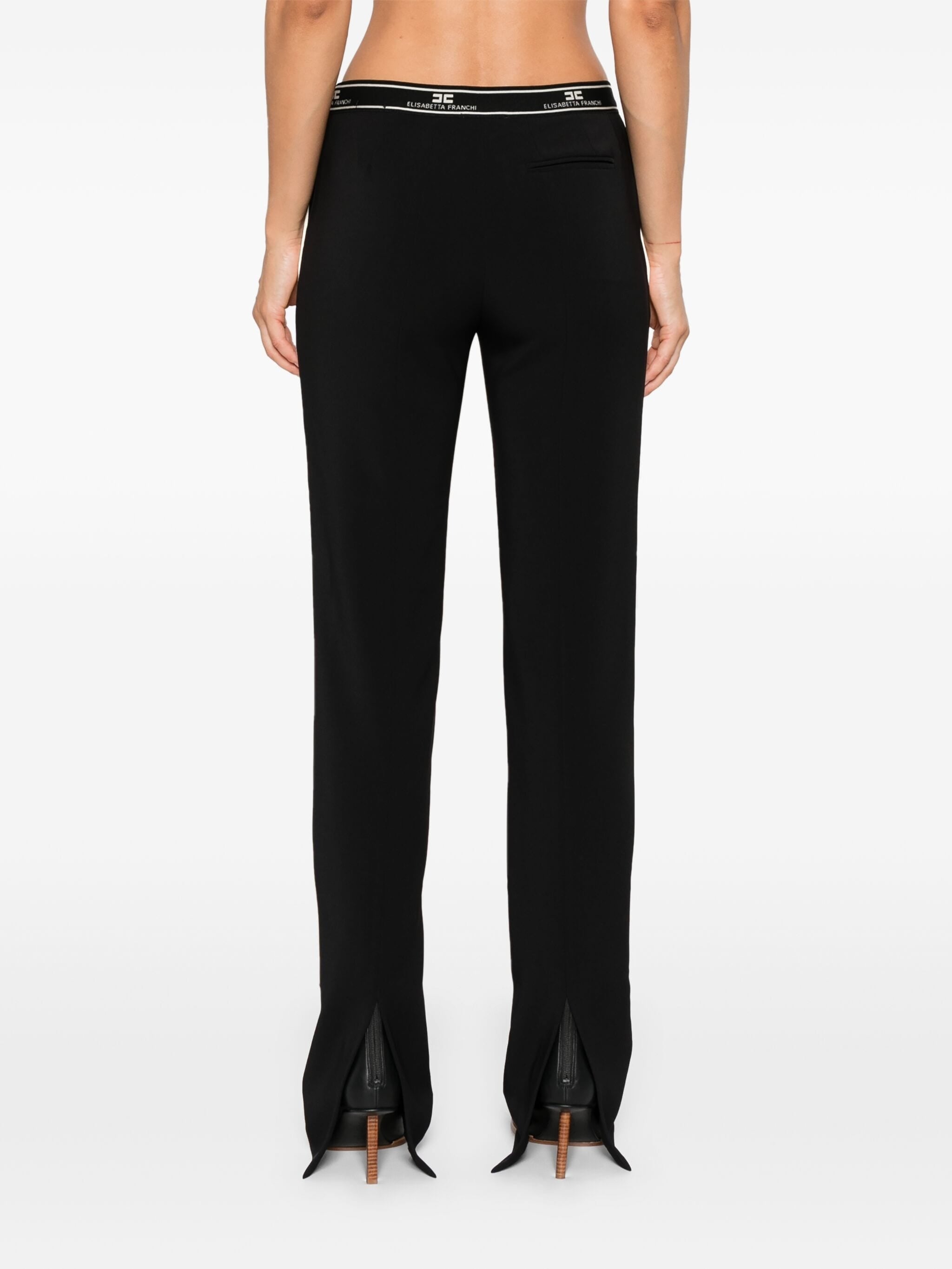 ELISABETTA FRANCHI SIDE-BAND CREPE STRAIGHT TROUSERS