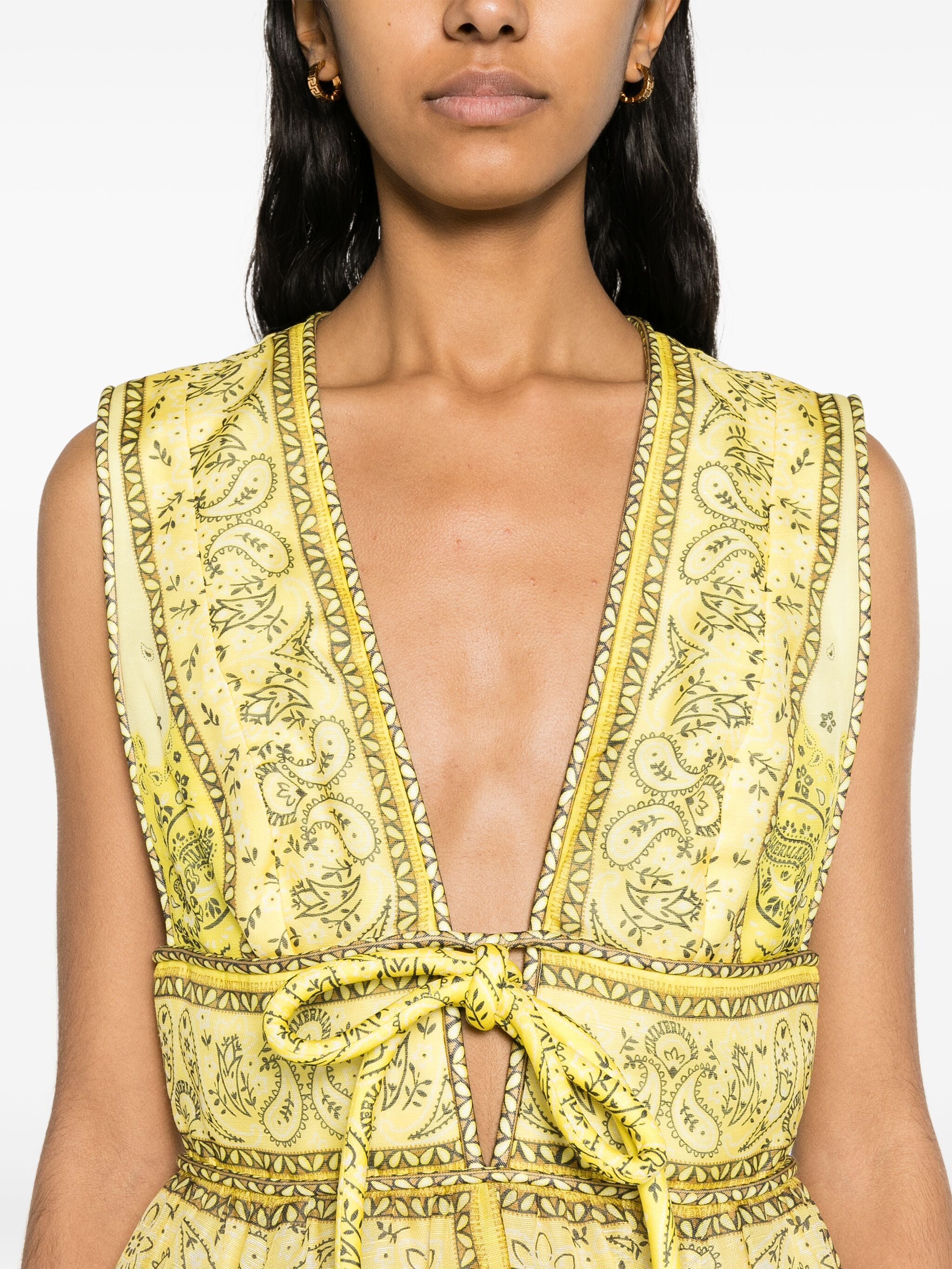 ZIMMERMANN BANDANA-PRINT LINEN-BLEND DRESS