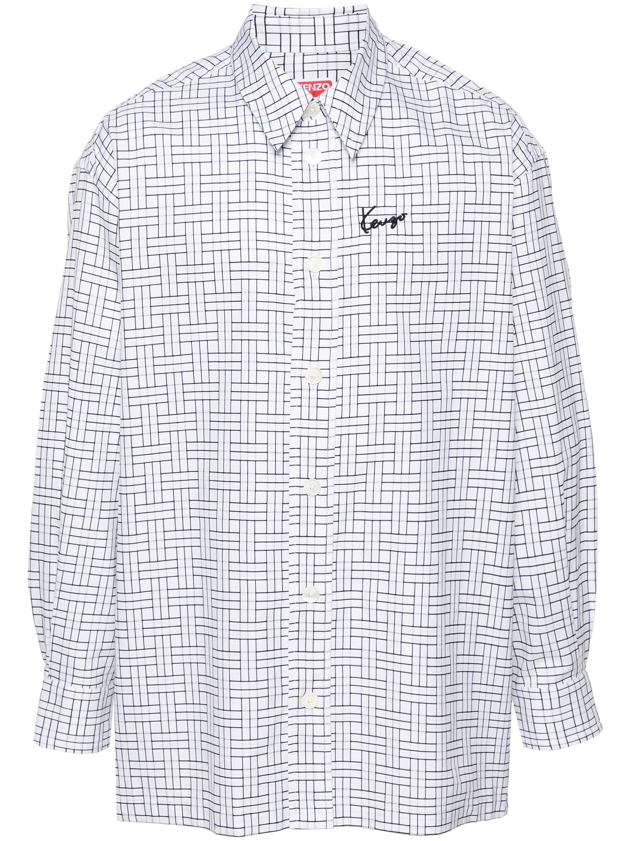 KENZO LOGO-EMBROIDERED WEAVE SHIRT