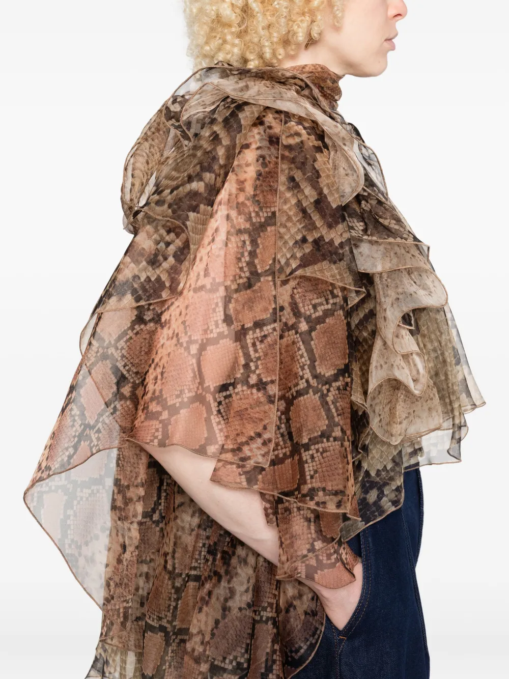 BLUSA ZIMMERMANN RUFFLED SNAKESKIN