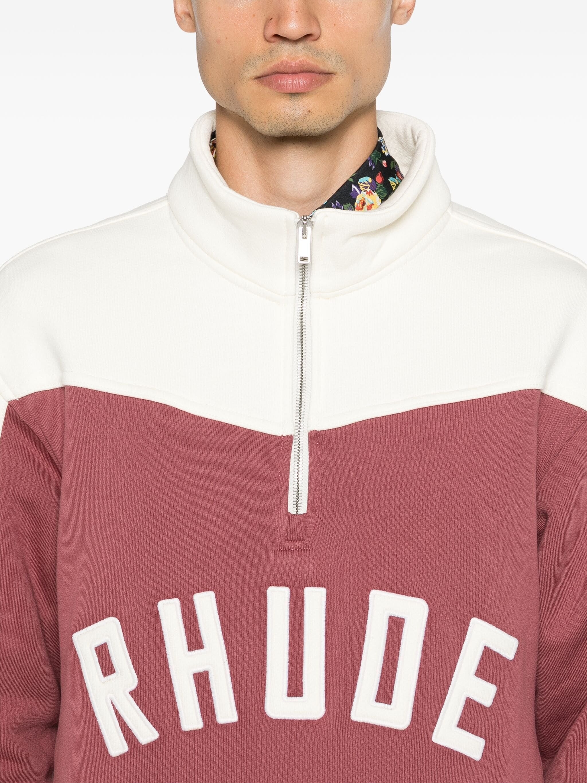 RHUDE CONTRAST HALF-ZIP SWEATSHIRT