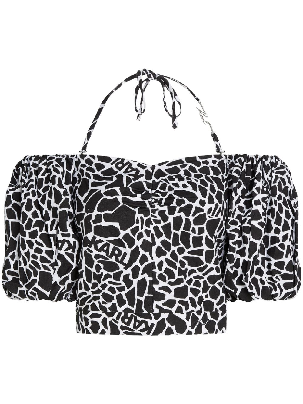 KARL LAGERFELD GIRAFFE-PRINT OFF-SHOULDER BLOUSE