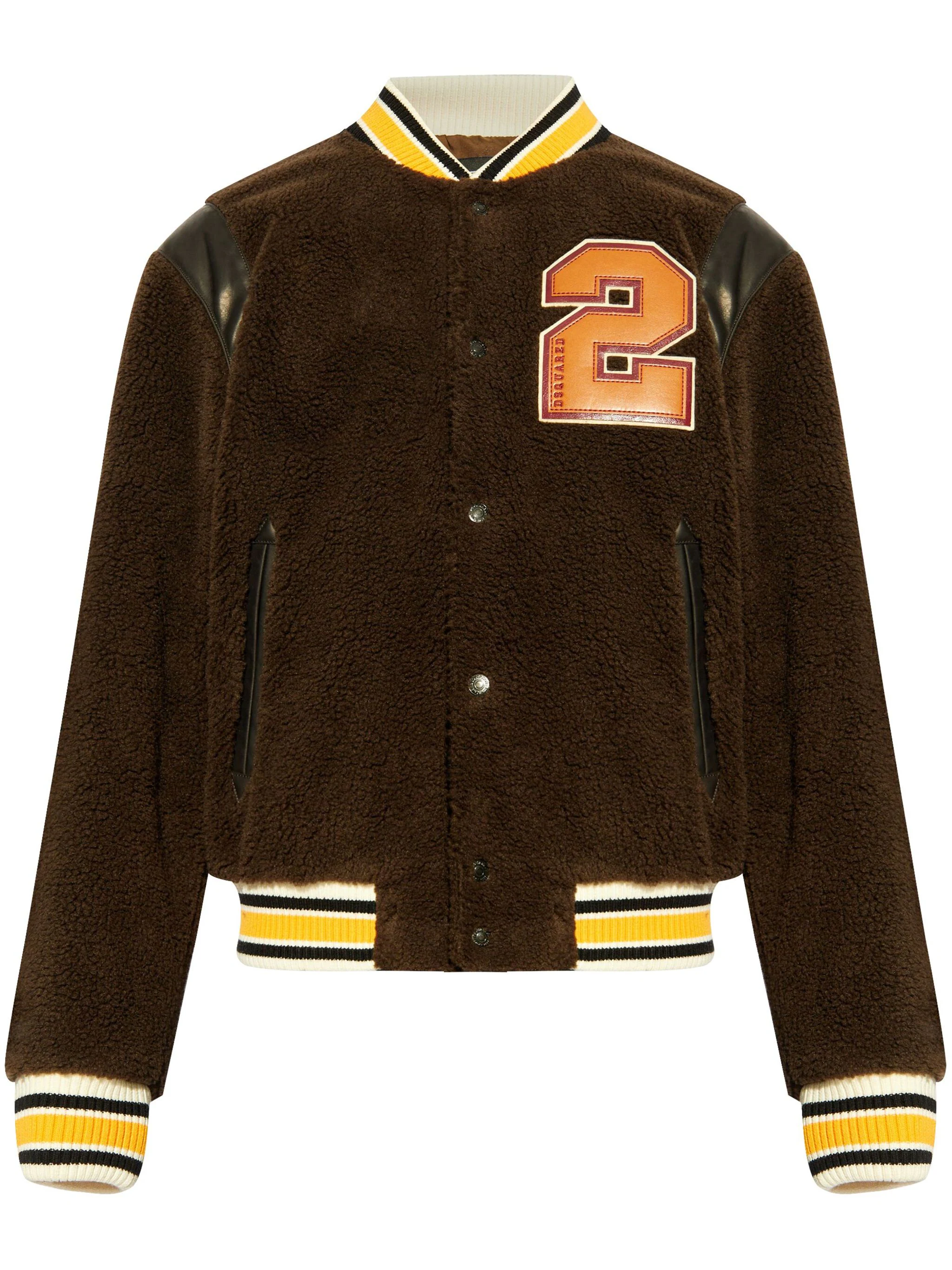 DSQUARED2 BEAR'S VARSITY SHEARLING BOMBER JACKET