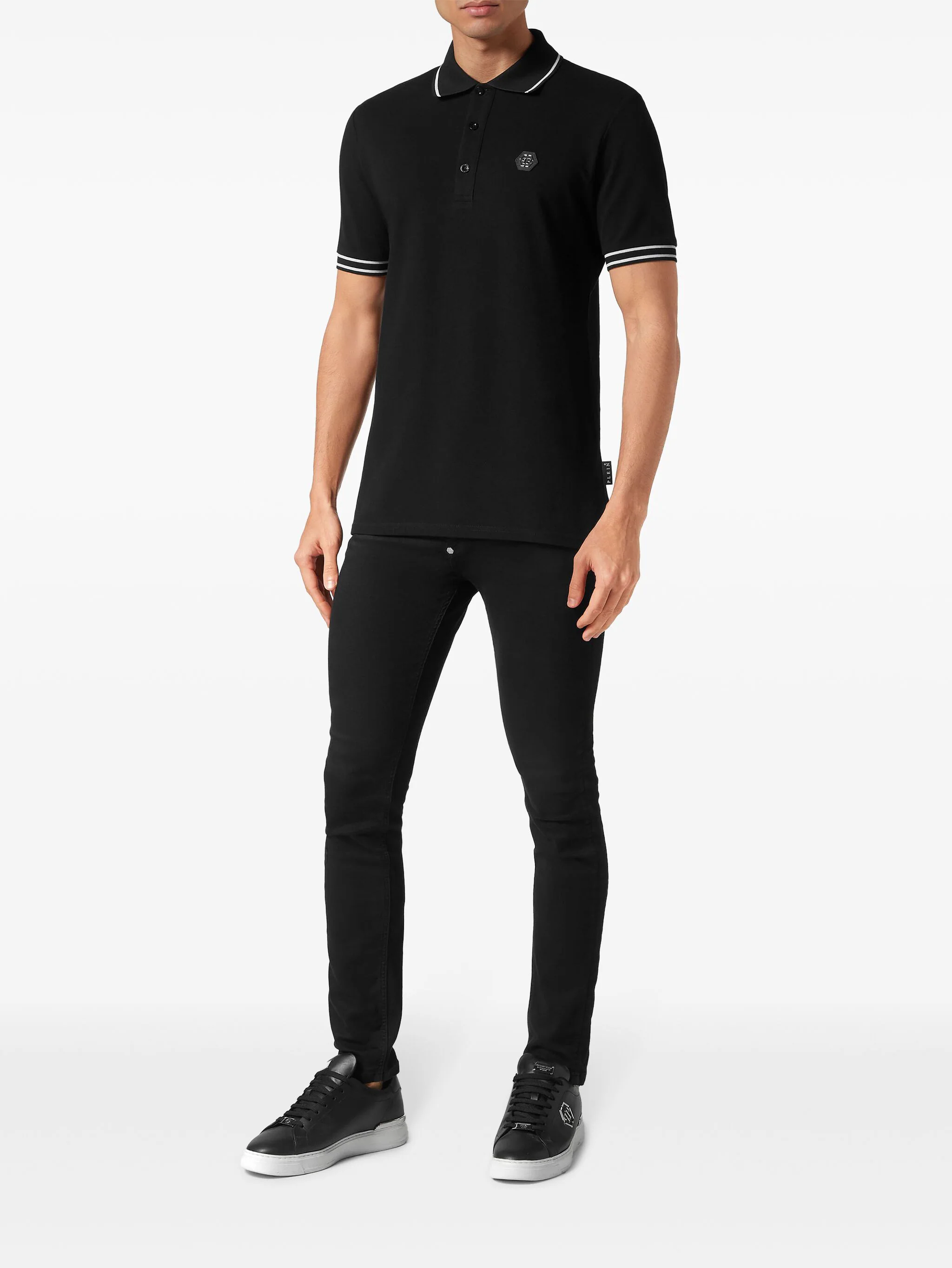 PHILIPP PLEIN LOGO-APPLIQUÉ COTTON POLO SHIRT