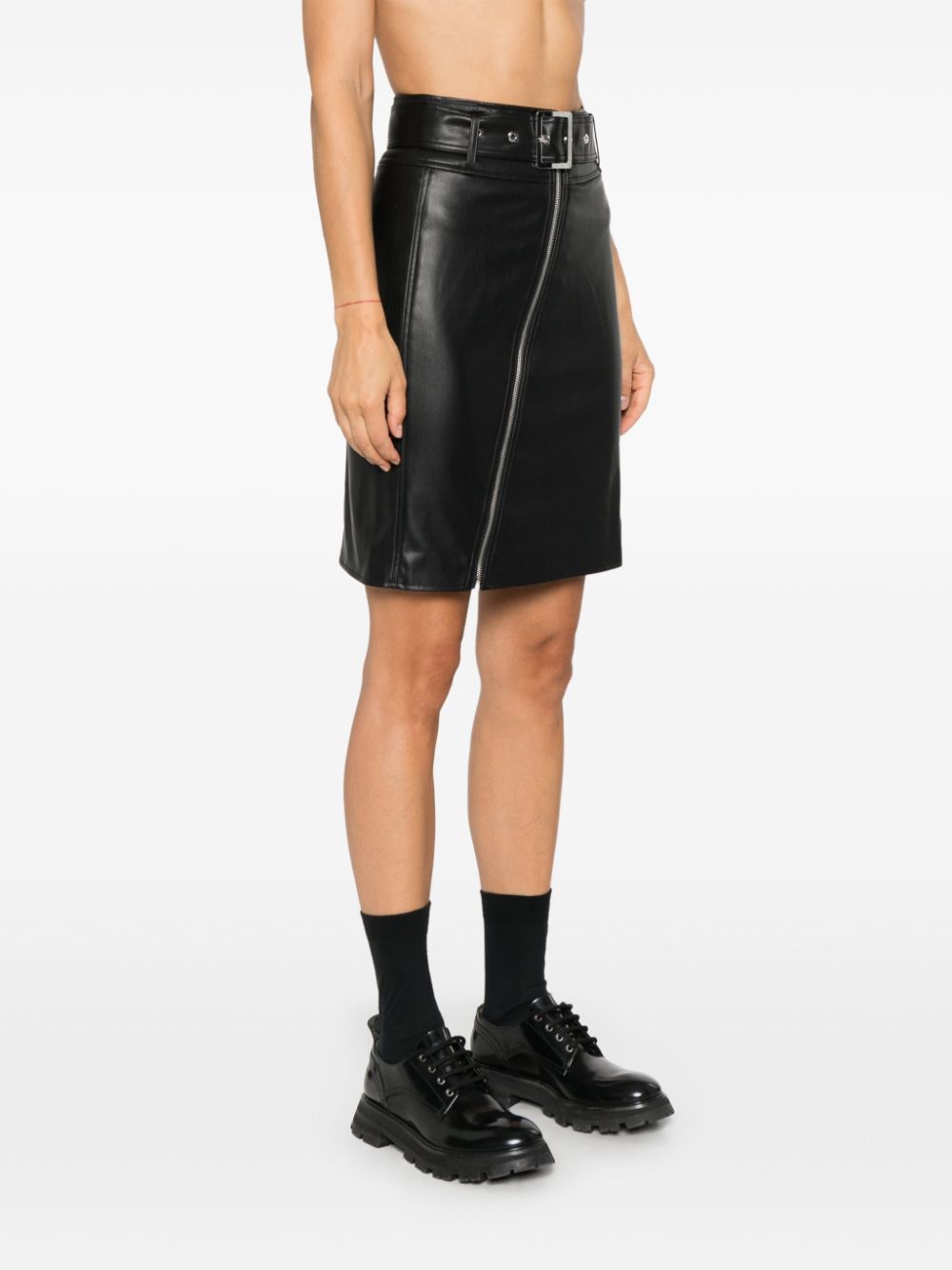 KARL LAGERFELD FAUX-LEATHER BIKER SKIRT