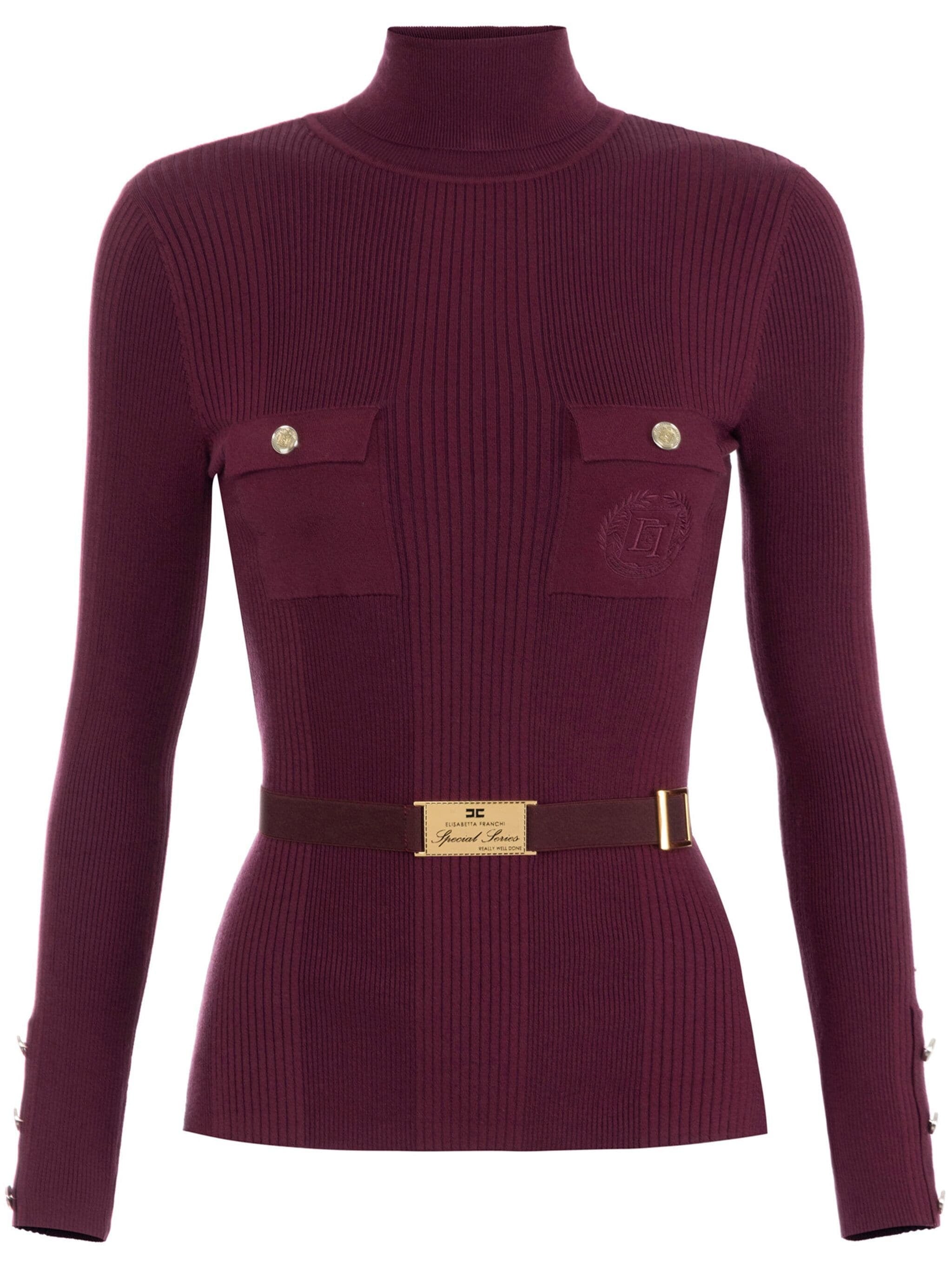 ELISABETTA FRANCHI LOGO-EMBROIDERED JUMPER