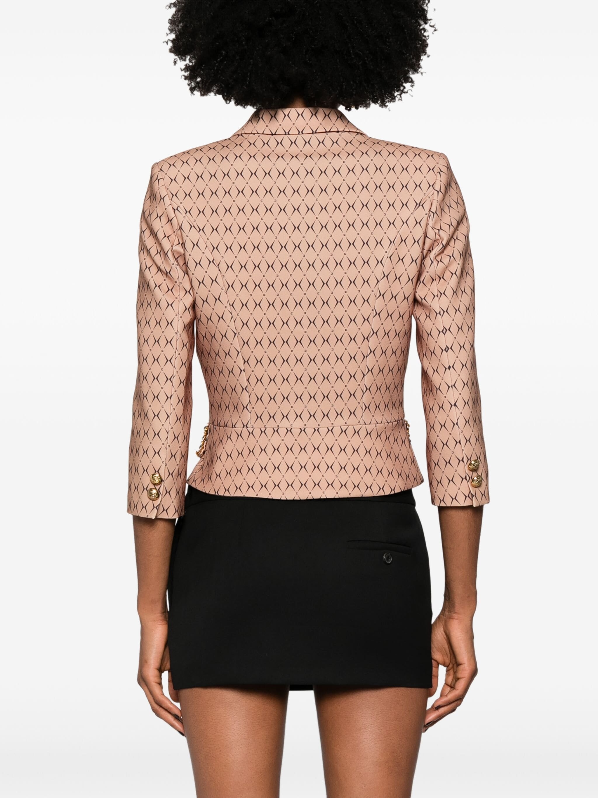 ELISABETTA FRANCHI DIAMOND-PRINT CROPPED JACKET