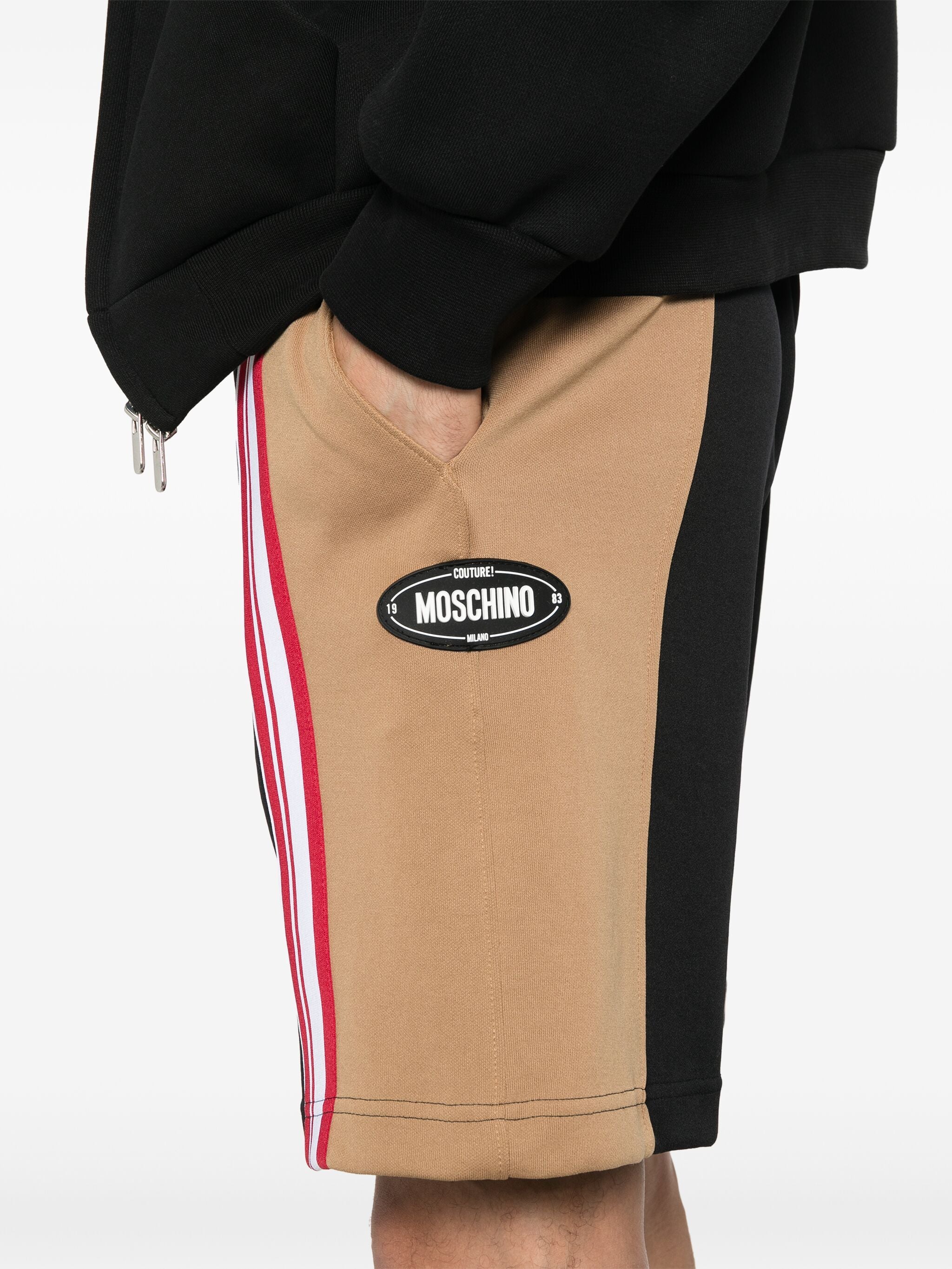 MOSCHINO LOGO-PATCH TRACK SHORTS