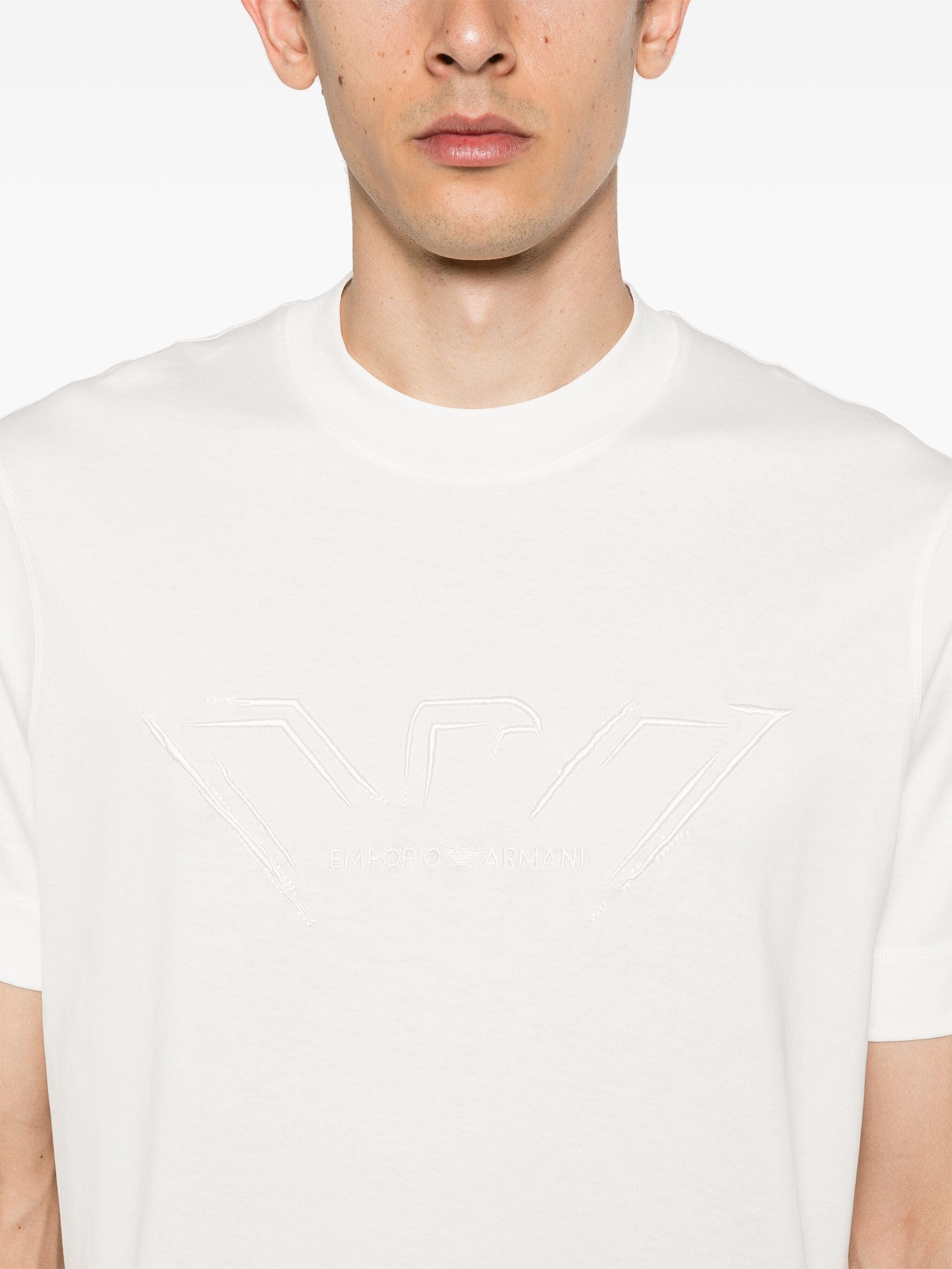 EMPORIO ARMANI LOGO-EMBROIDERED COTTON T-SHIRT