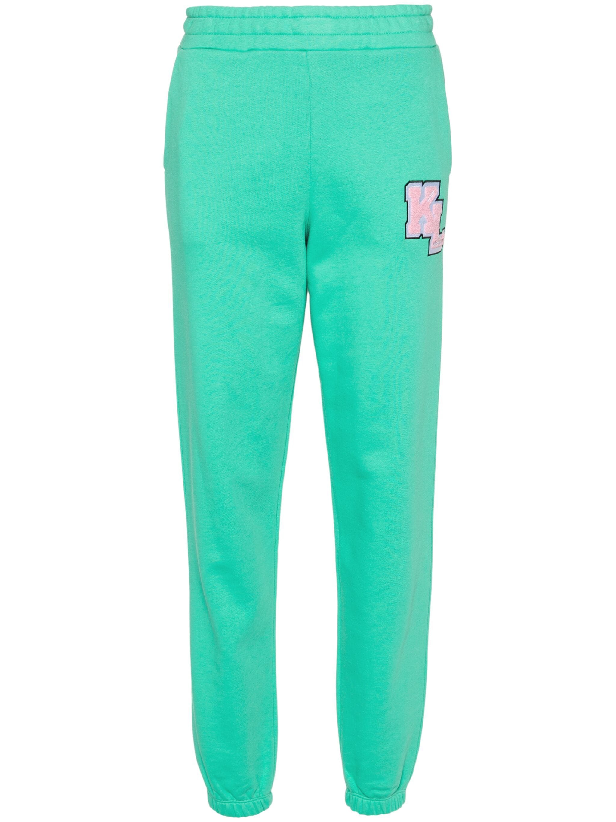 KARL LAGERFELD LOGO-APPLIQUÉ TAPERED TROUSERS