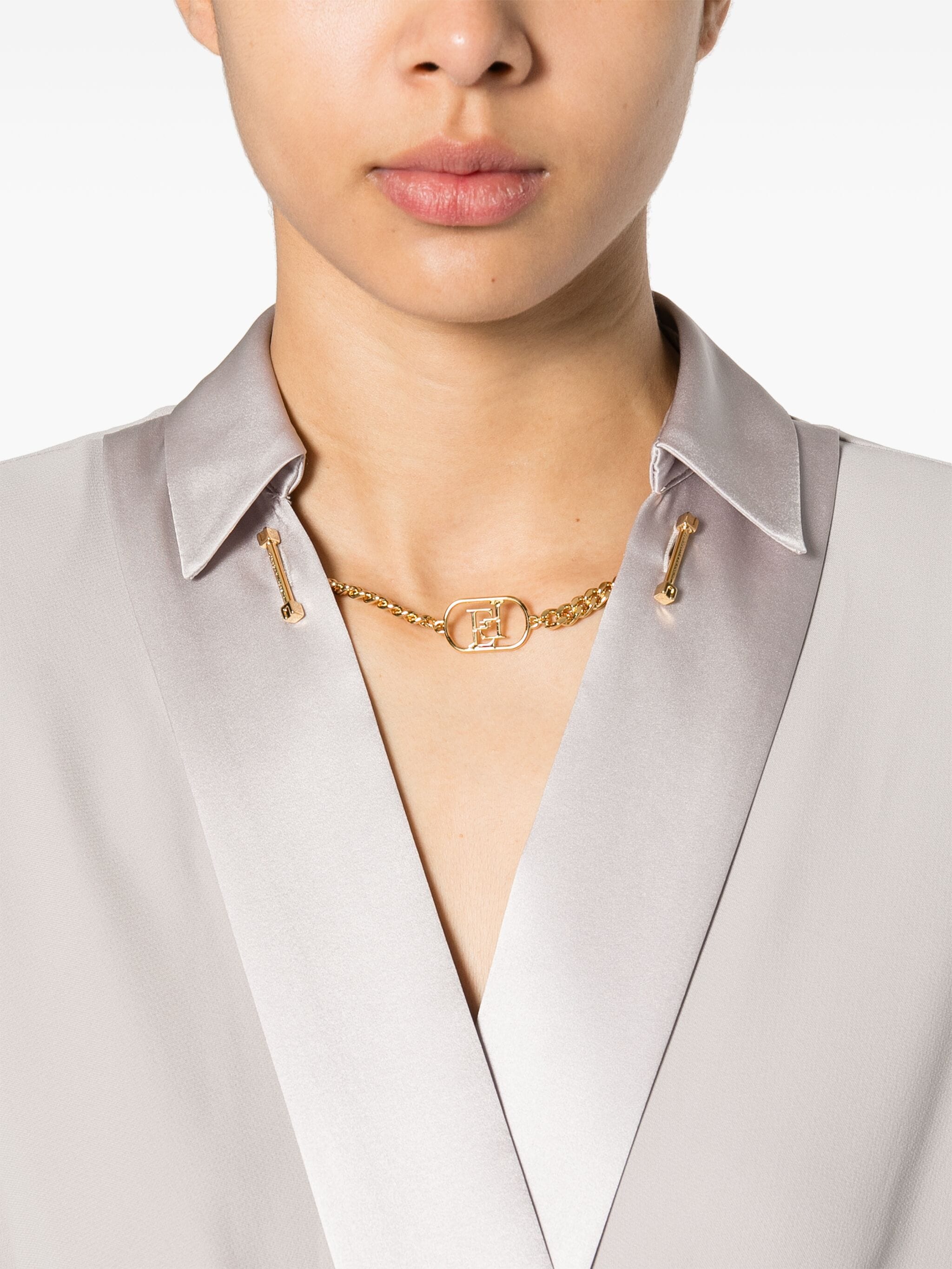 ELISABETTA FRANCHI CREPE V-NECK BODYSUIT