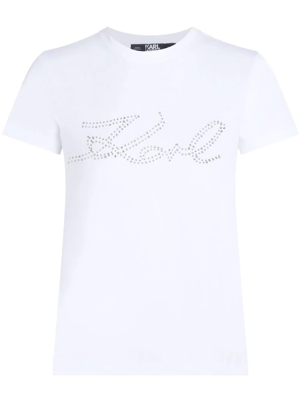 KARL LAGERFELD SIGNATURE T-SHIRT WITH RHINESTONE DETAILS