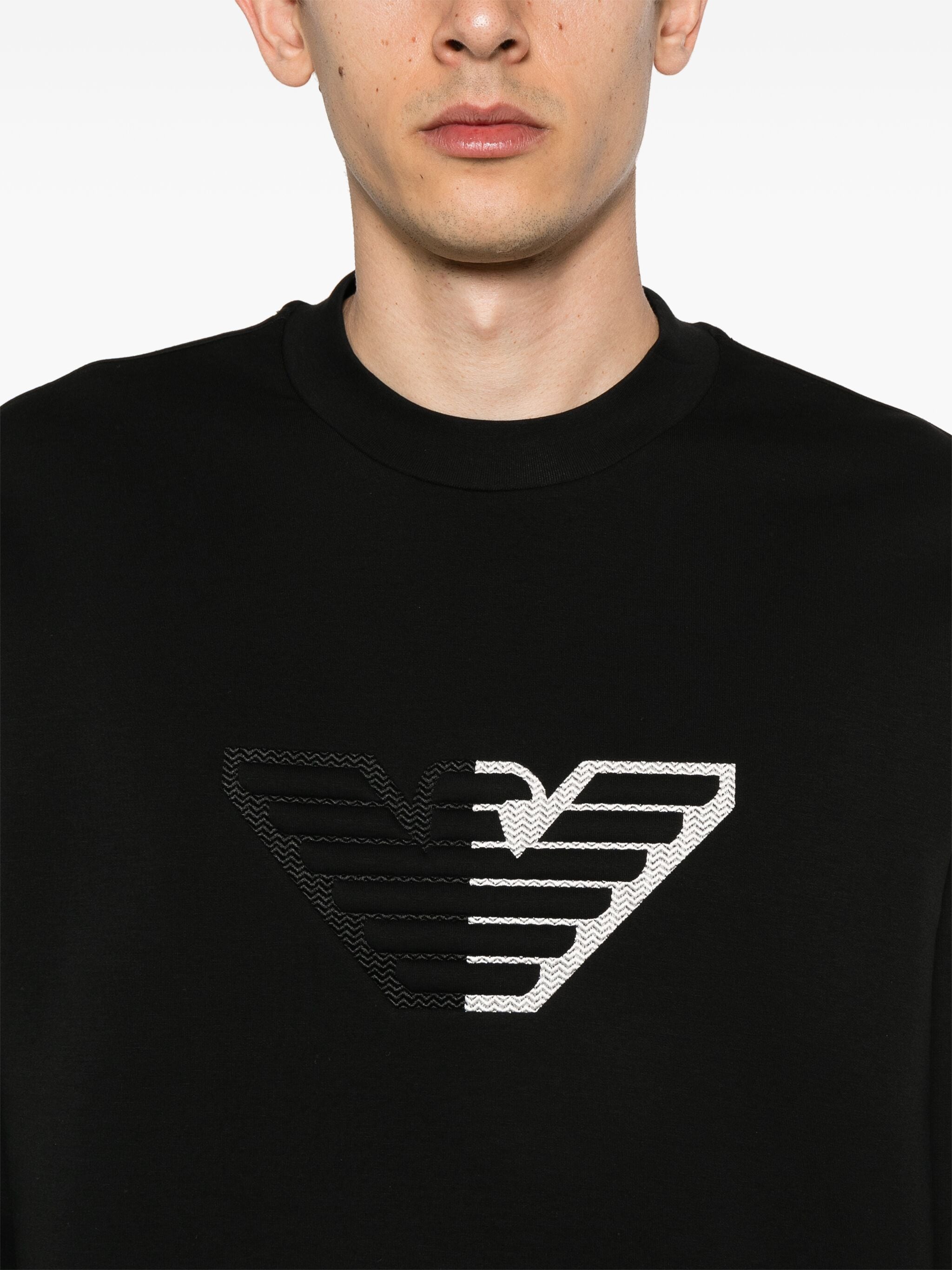 EMPORIO ARMANI LOGO-APPLIQUÉ CREW-NECK SWEATSHIRT