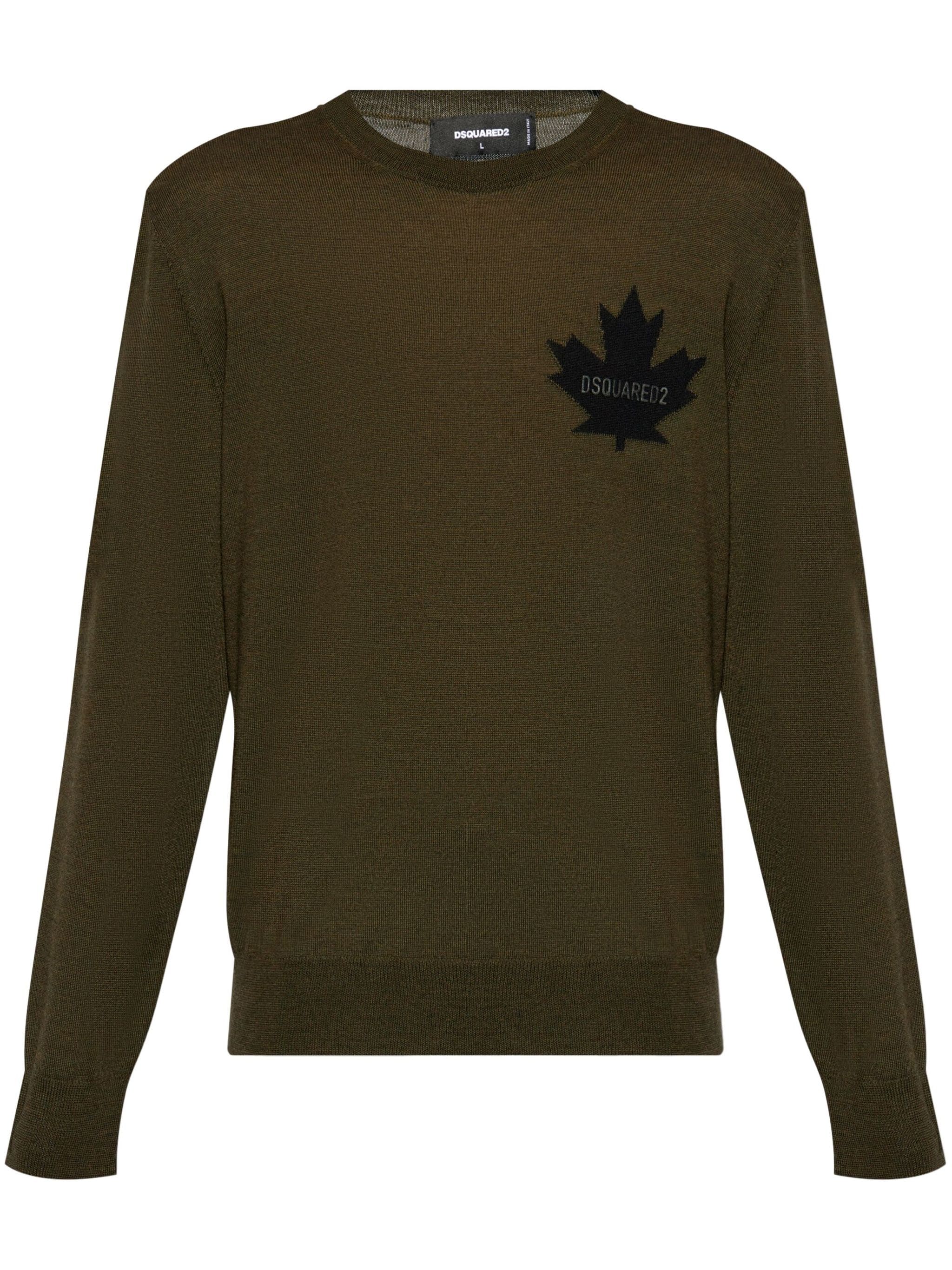 DSQUARED2 MAPLE LEAF-INTARSIA JUMPER