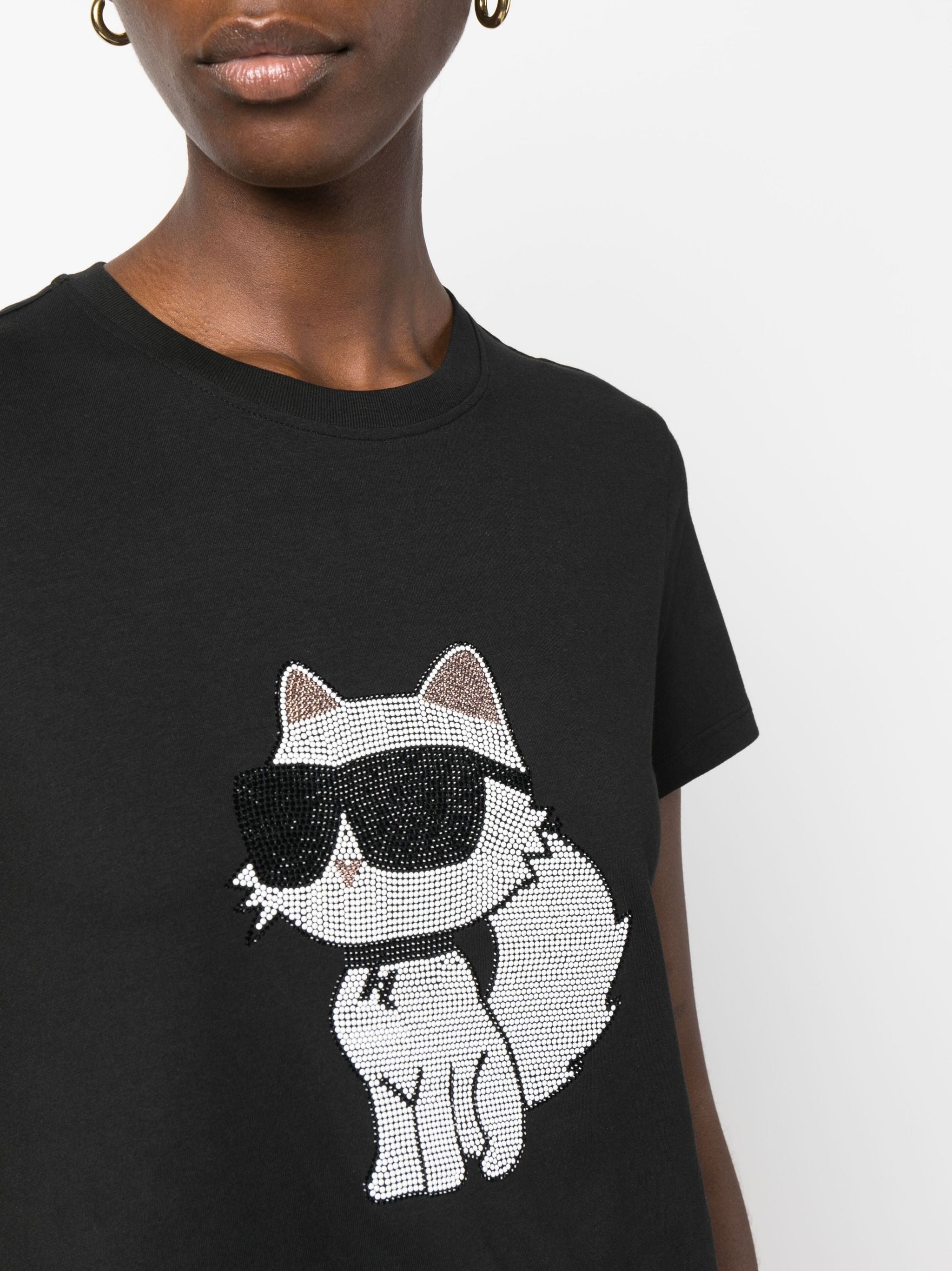 KARL LAGERFELD IKONIK CHOUPETTE T-SHIRT WITH RHINESTONES