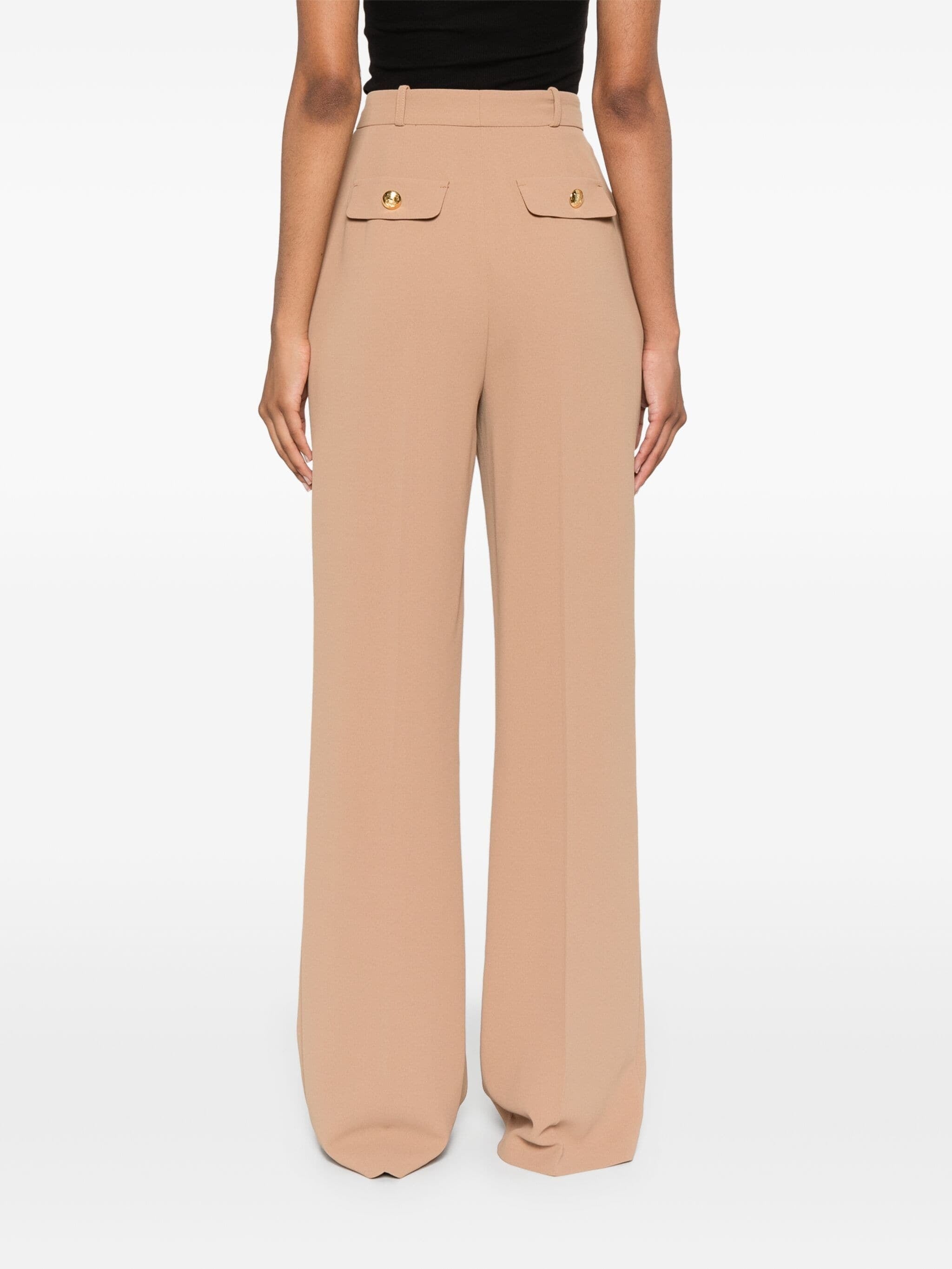 ELISABETTA FRANCHI EMBLEM CREPE STRAIGHT TROUSERS