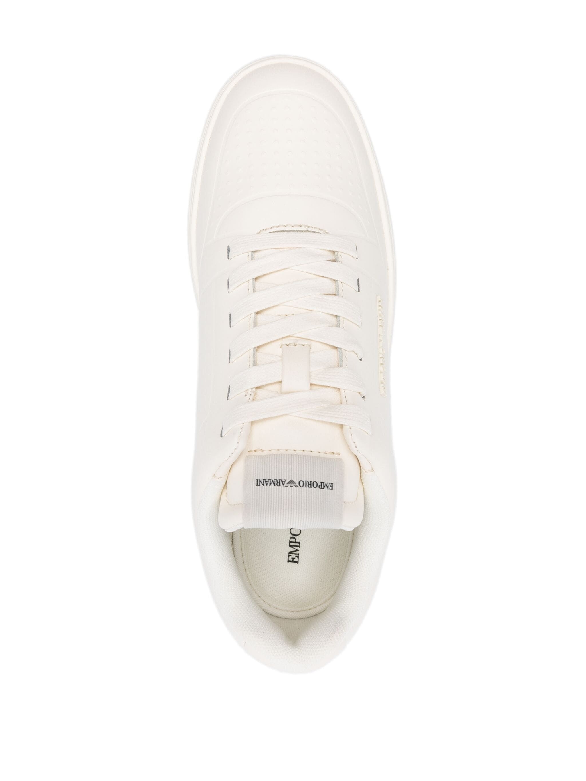 EMPORIO ARMANI THERMOFORMED-DETAIL LEATHER SNEAKERS