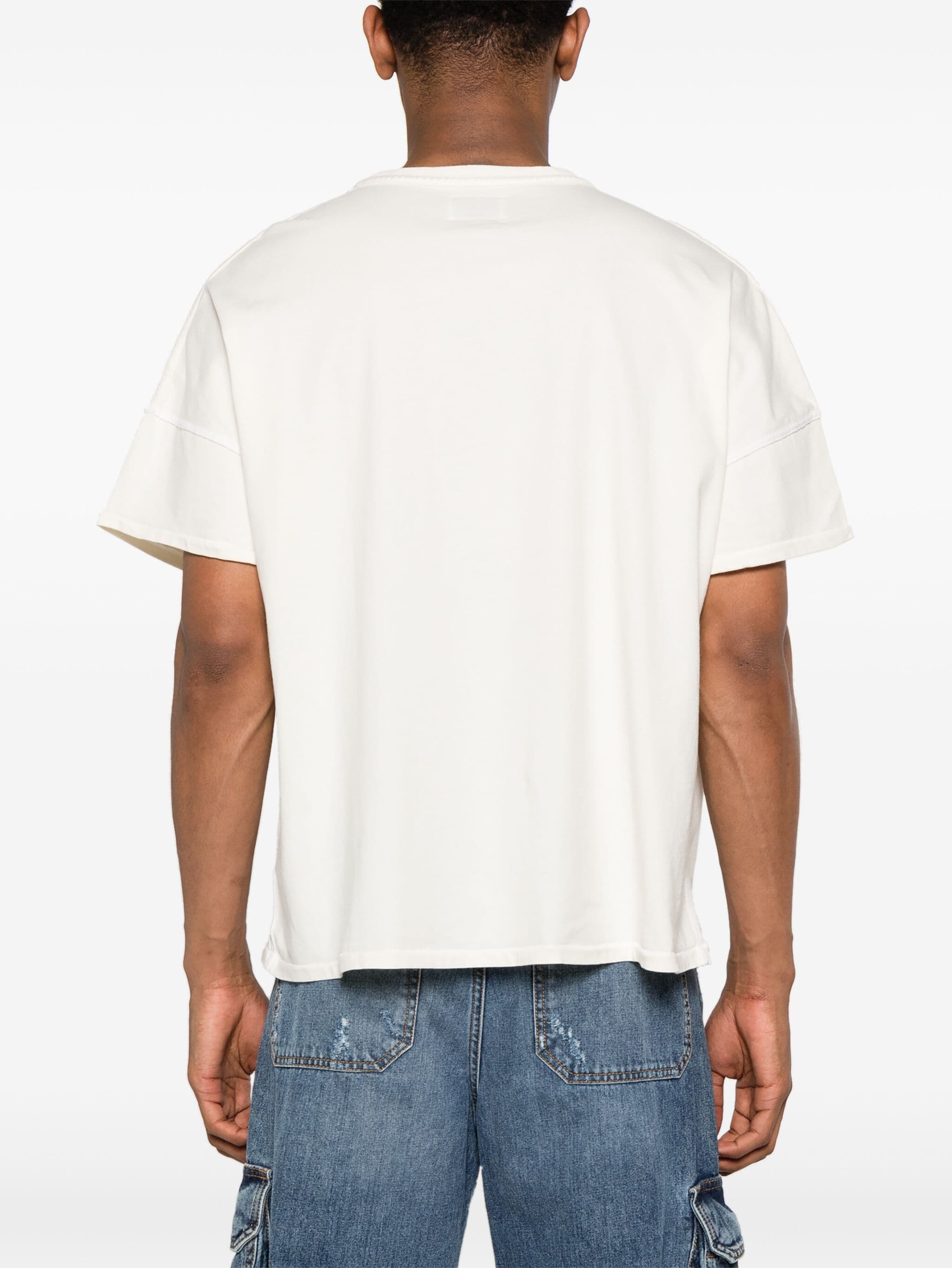 RHUDE T-SHIRT WITH EMBROIDERED REVERSE LOGO