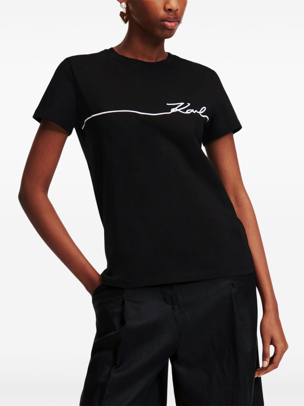 KARL LAGERFELD SIGNATURE ORGANIC-COTTON T-SHIRT