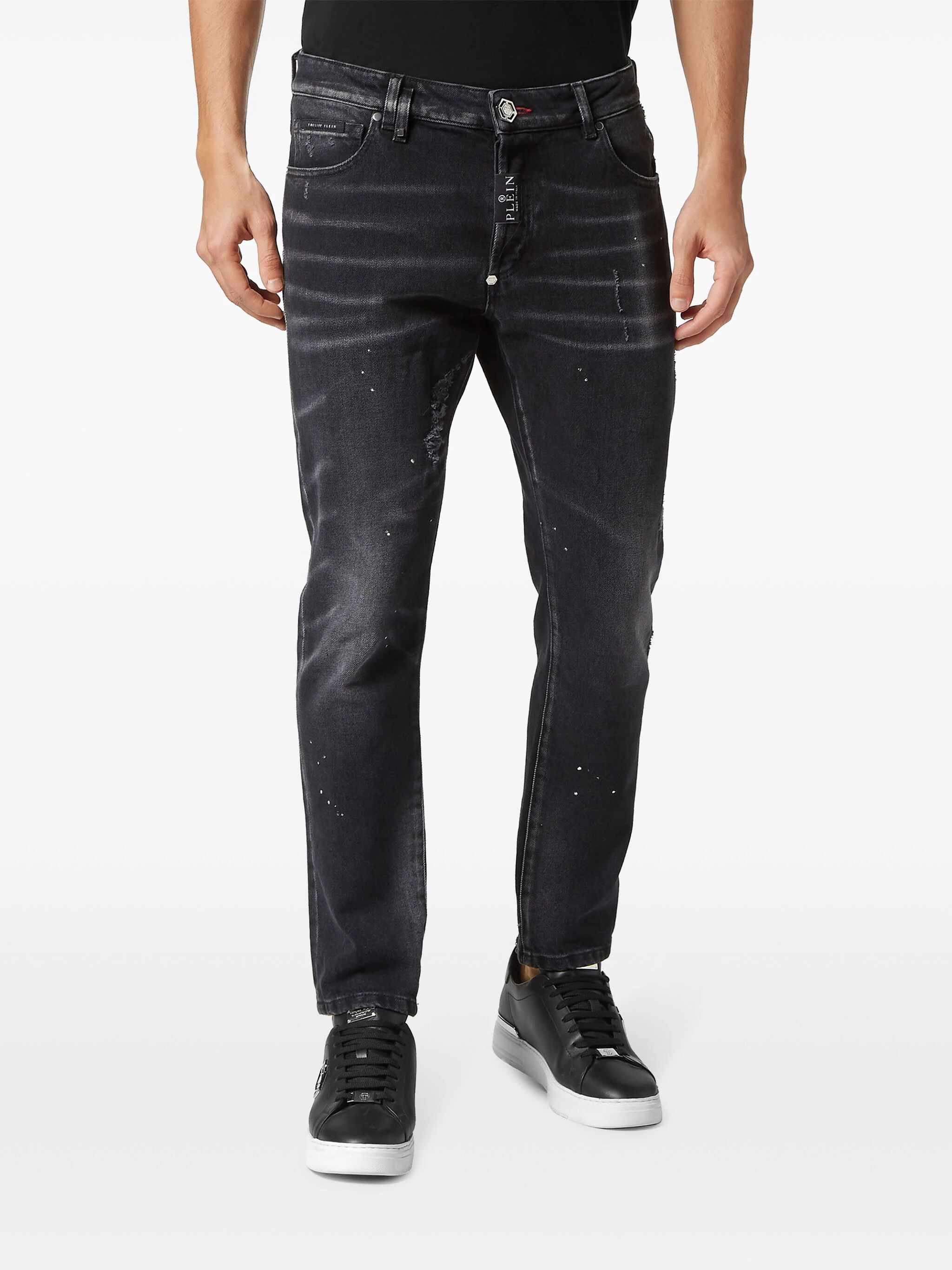 PHILIPP PLEIN PAINT-SPLATTER SKINNY-CUT JEANS