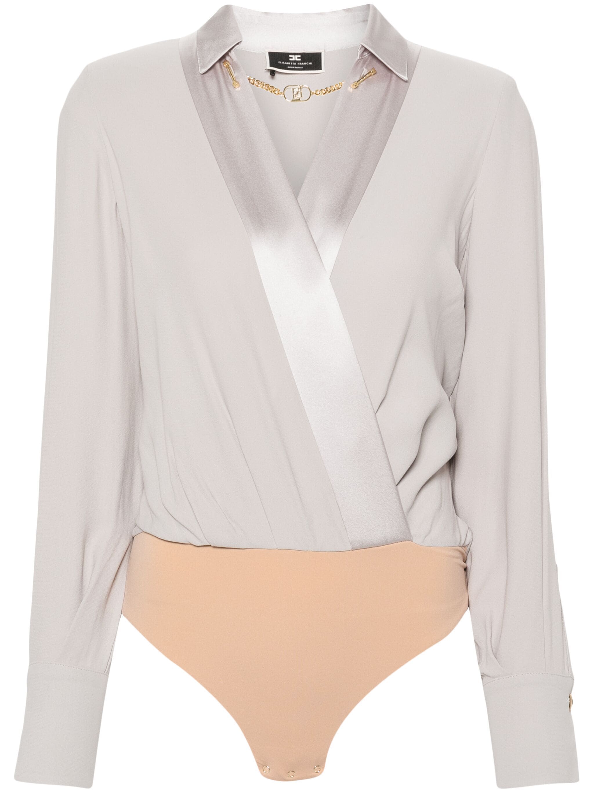 ELISABETTA FRANCHI CREPE V-NECK BODYSUIT