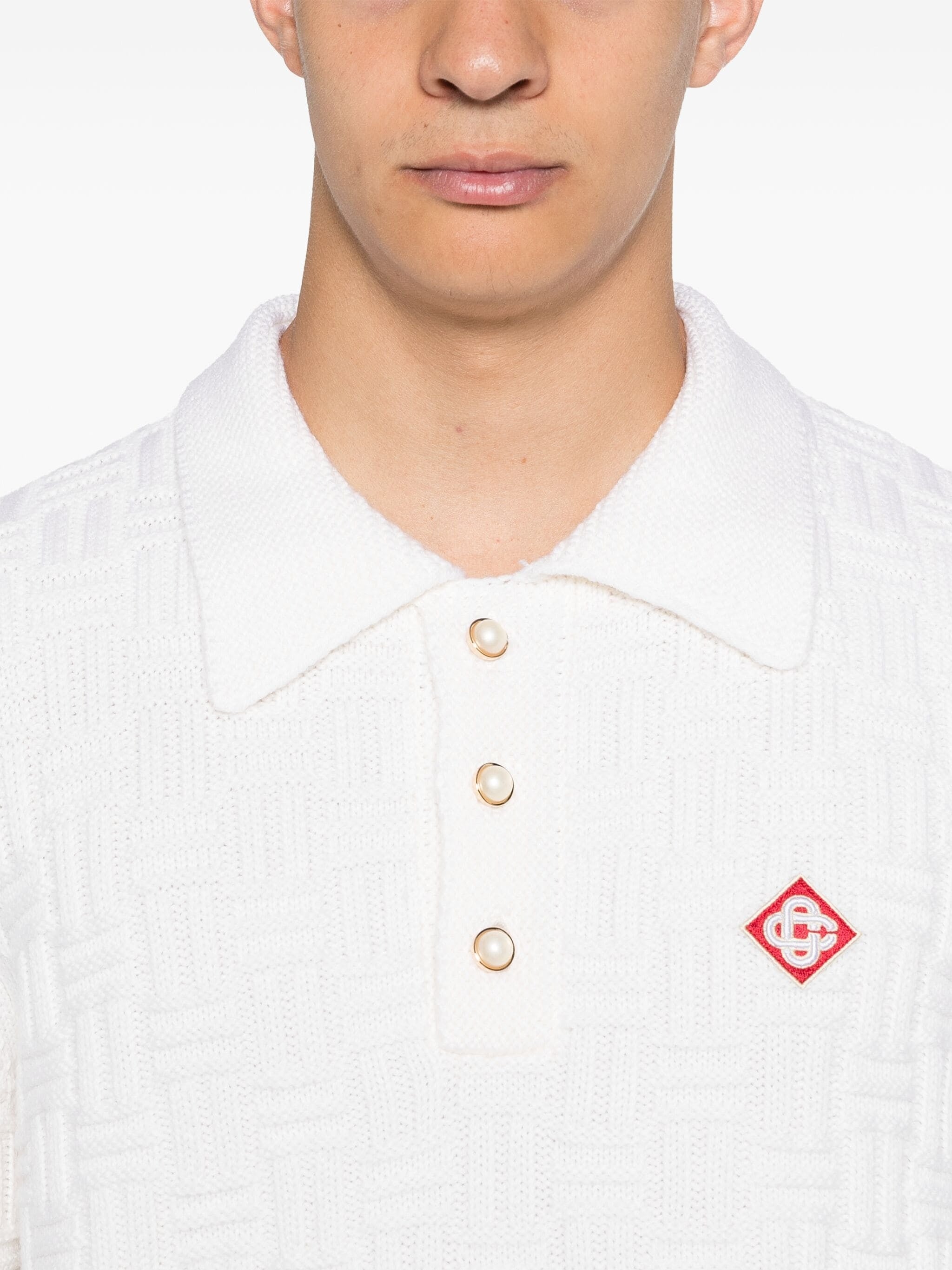 CASABLANCA COLUMN STITCH POLO SHIRT