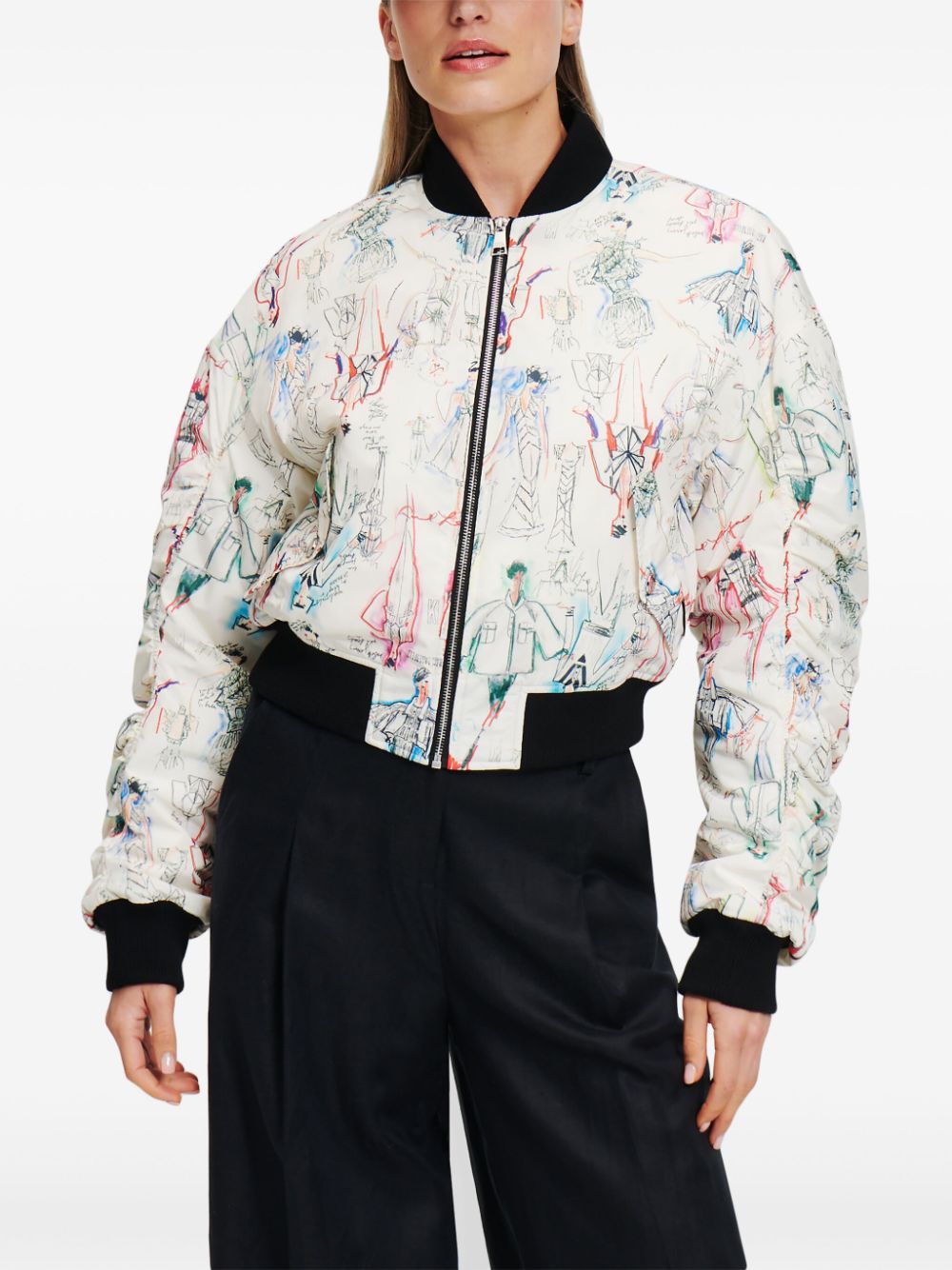 KARL LAGERFELD ARCHIVE SKETCH PADDED BOMBER JACKET