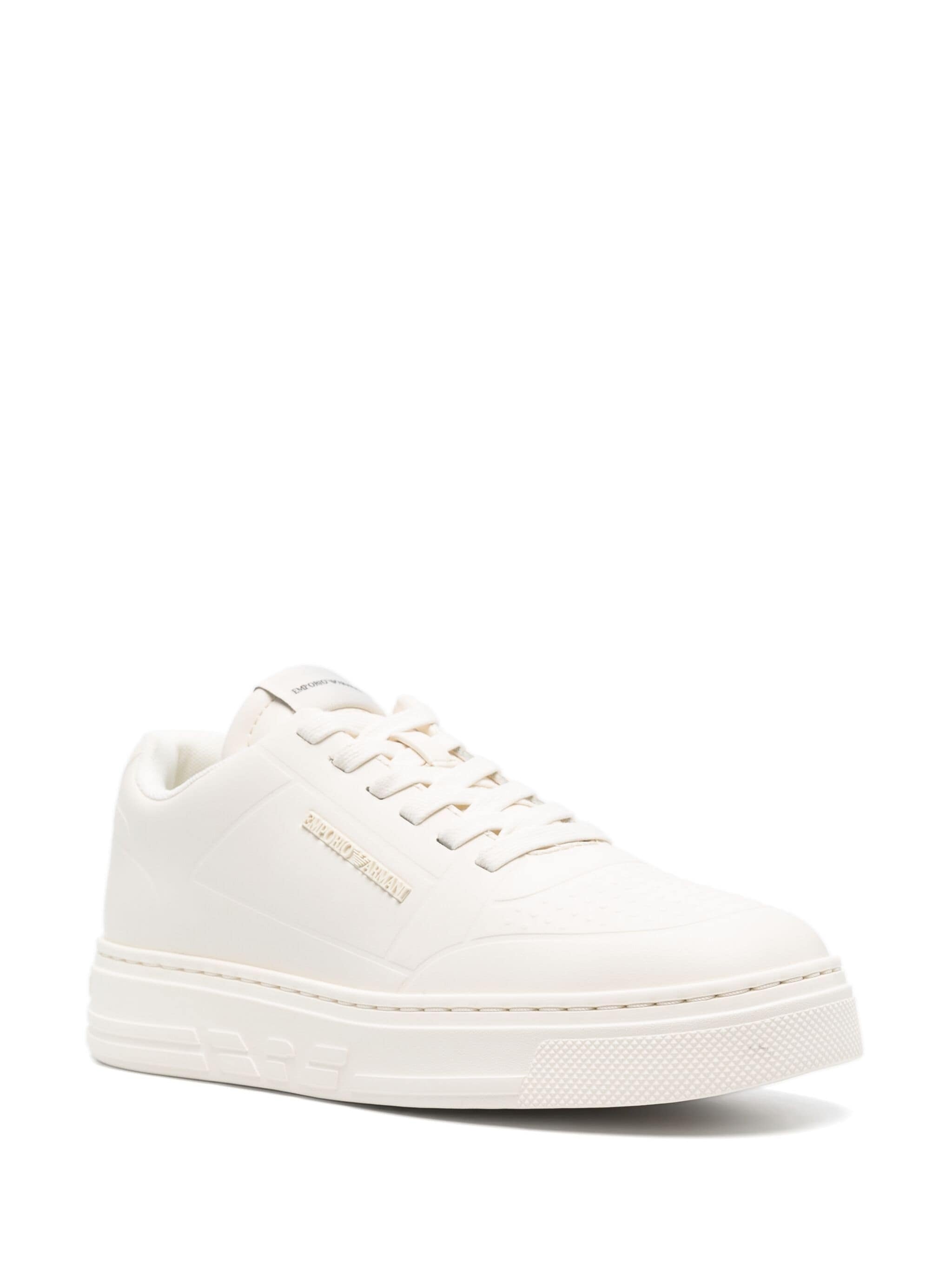 EMPORIO ARMANI THERMOFORMED-DETAIL LEATHER SNEAKERS