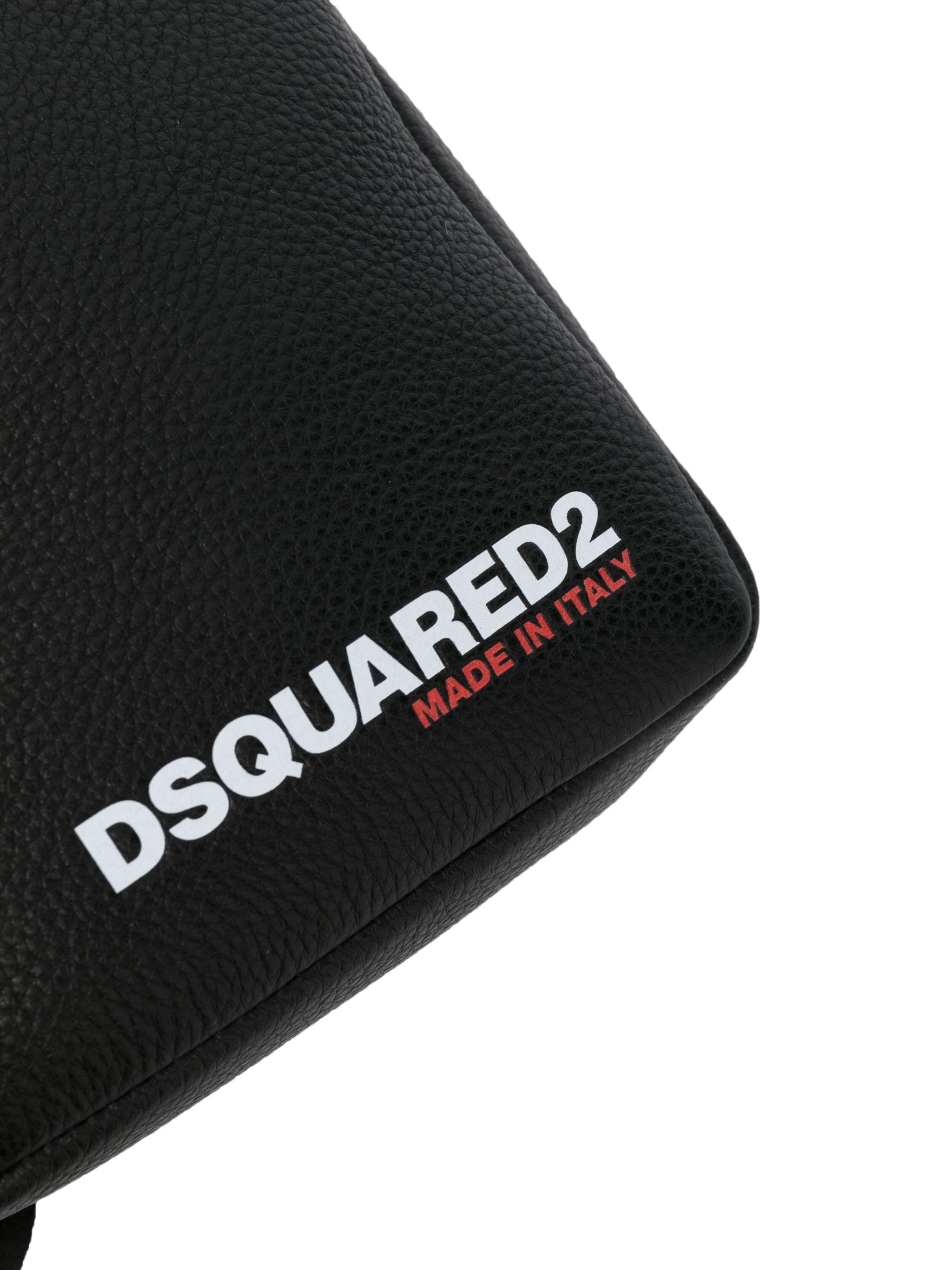 DSQUARED LOGO-PRINT LEATHER MESSENGER BAG