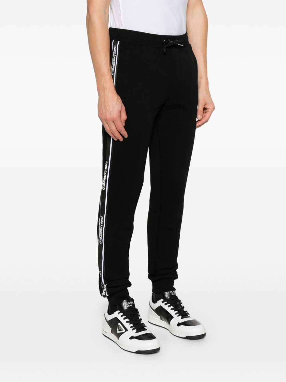 KARL LAGARFELD LOGO TAPE-DETAIL SWEATPANTS