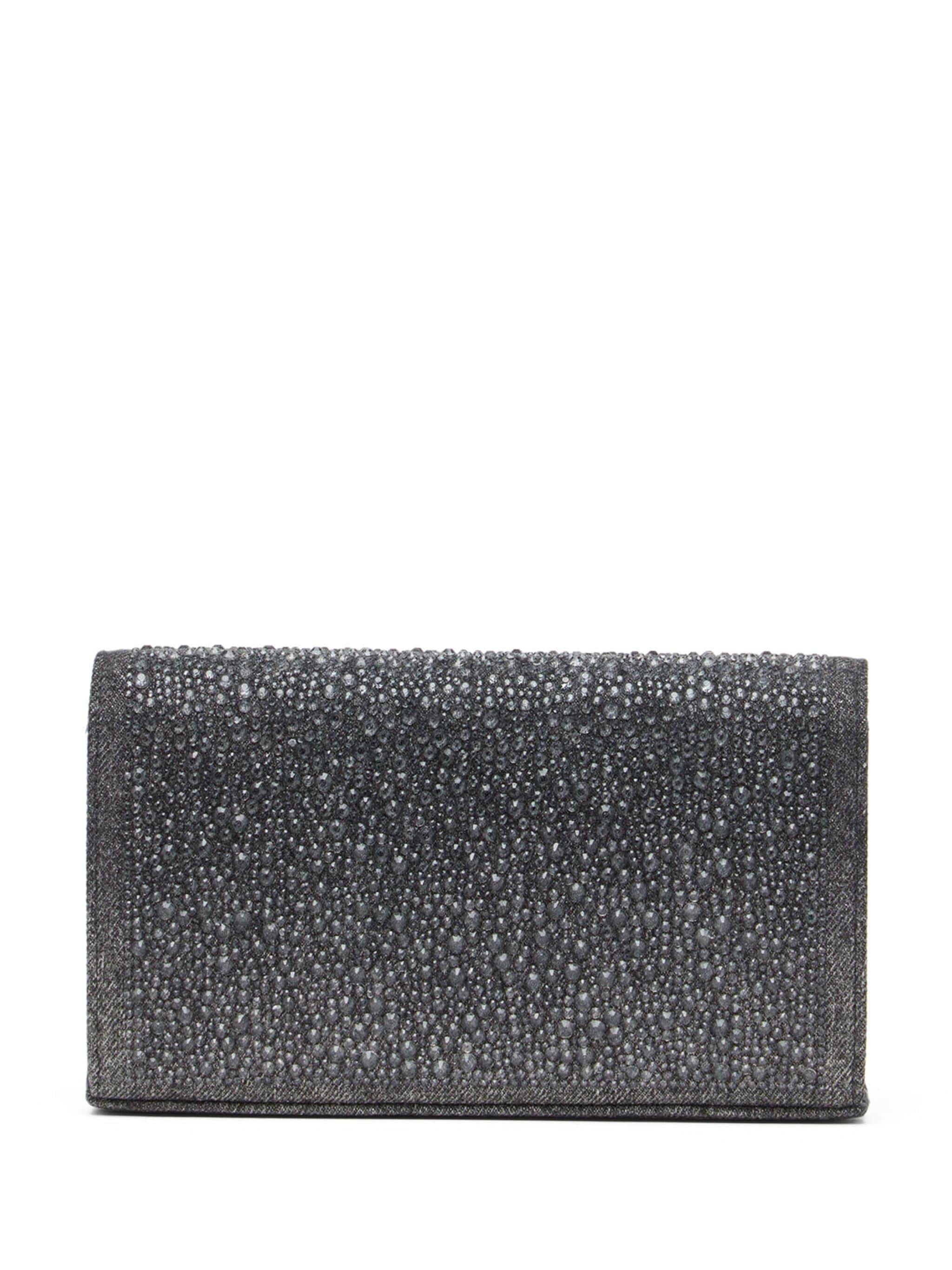 DIESEL 1DR CRYSTAL EMBELLISHED DENIM WALLET