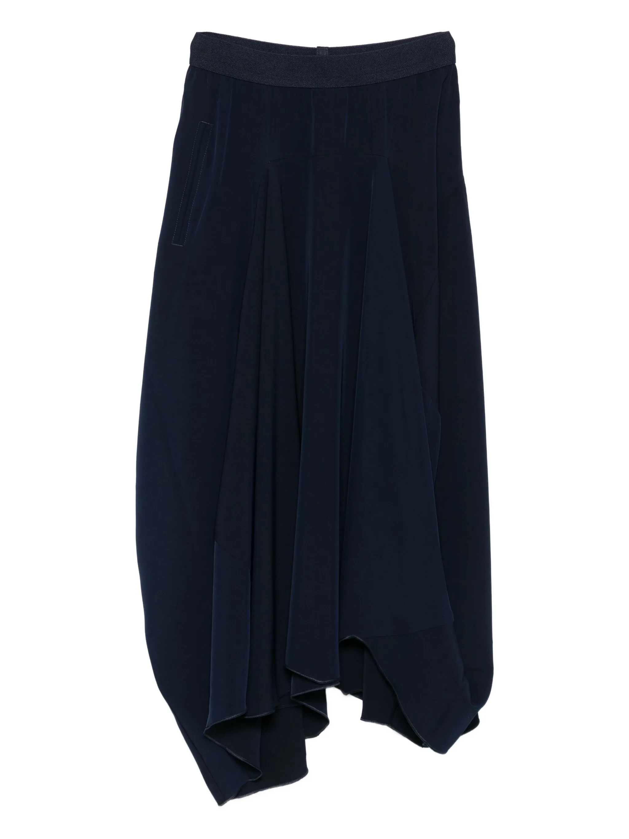 HIGH ELASTIC-WAIST DRAPED MIDI SKIRT