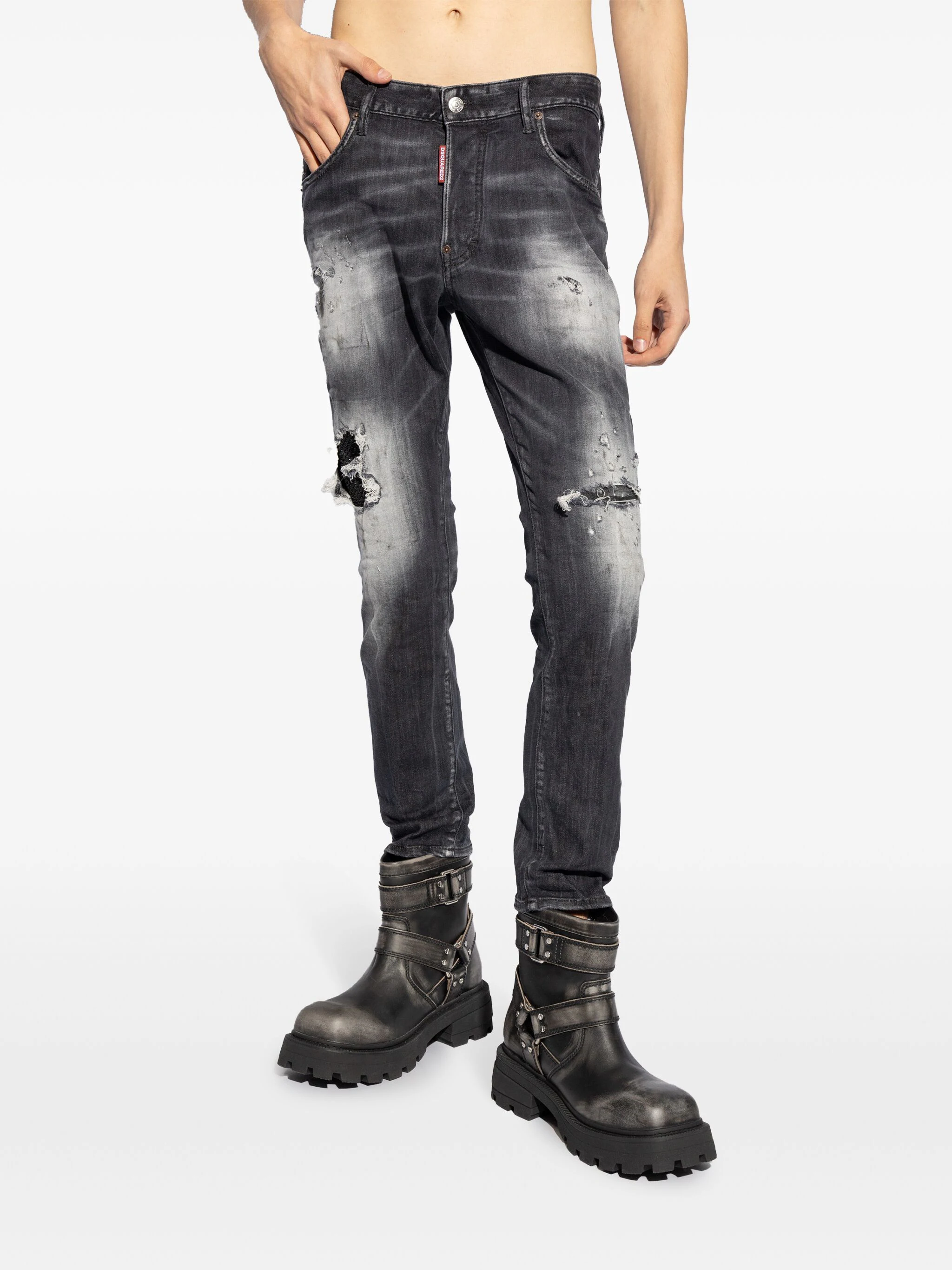 DSQUARED2 DISTRESSED STRAIGHT-LEG JEANS