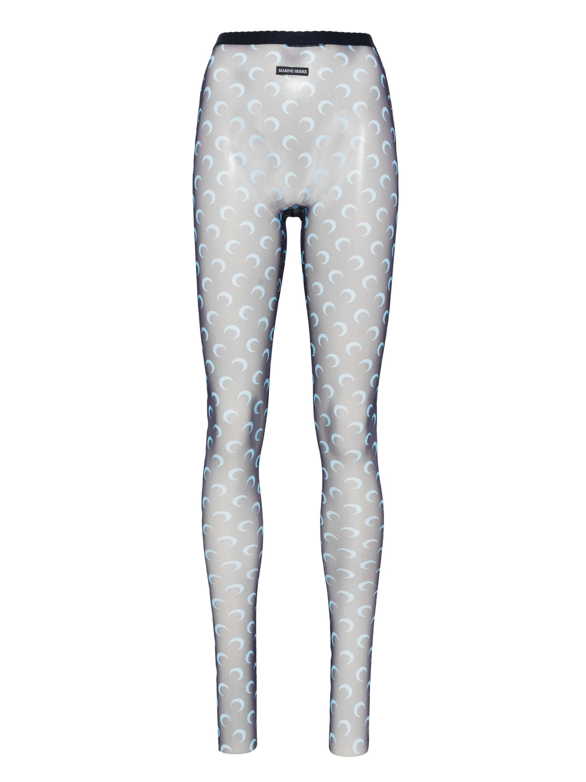 MARINE SERRE CRESCENT-MOON-PRINT MESH TIGHTS