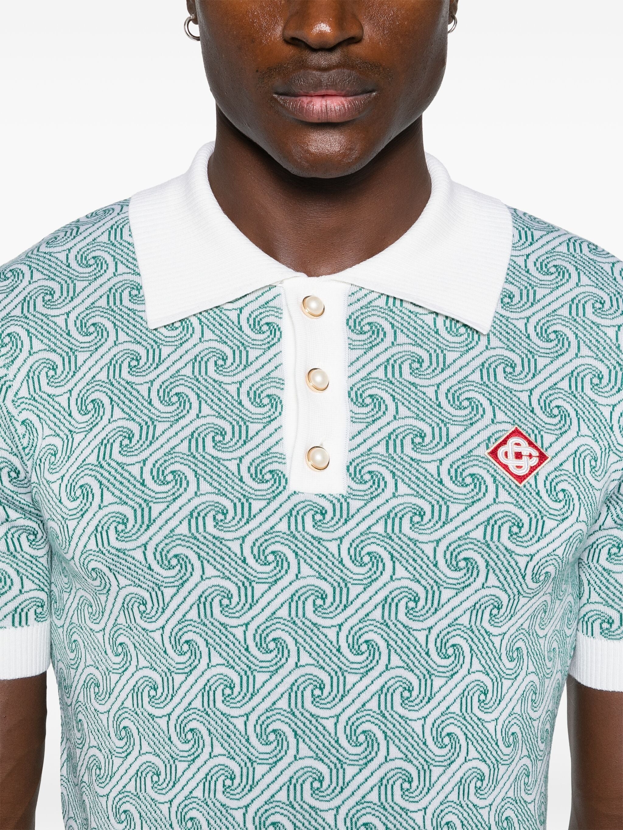 CASABLANCA JACQUARD MONOGRAM POLO SHIRT