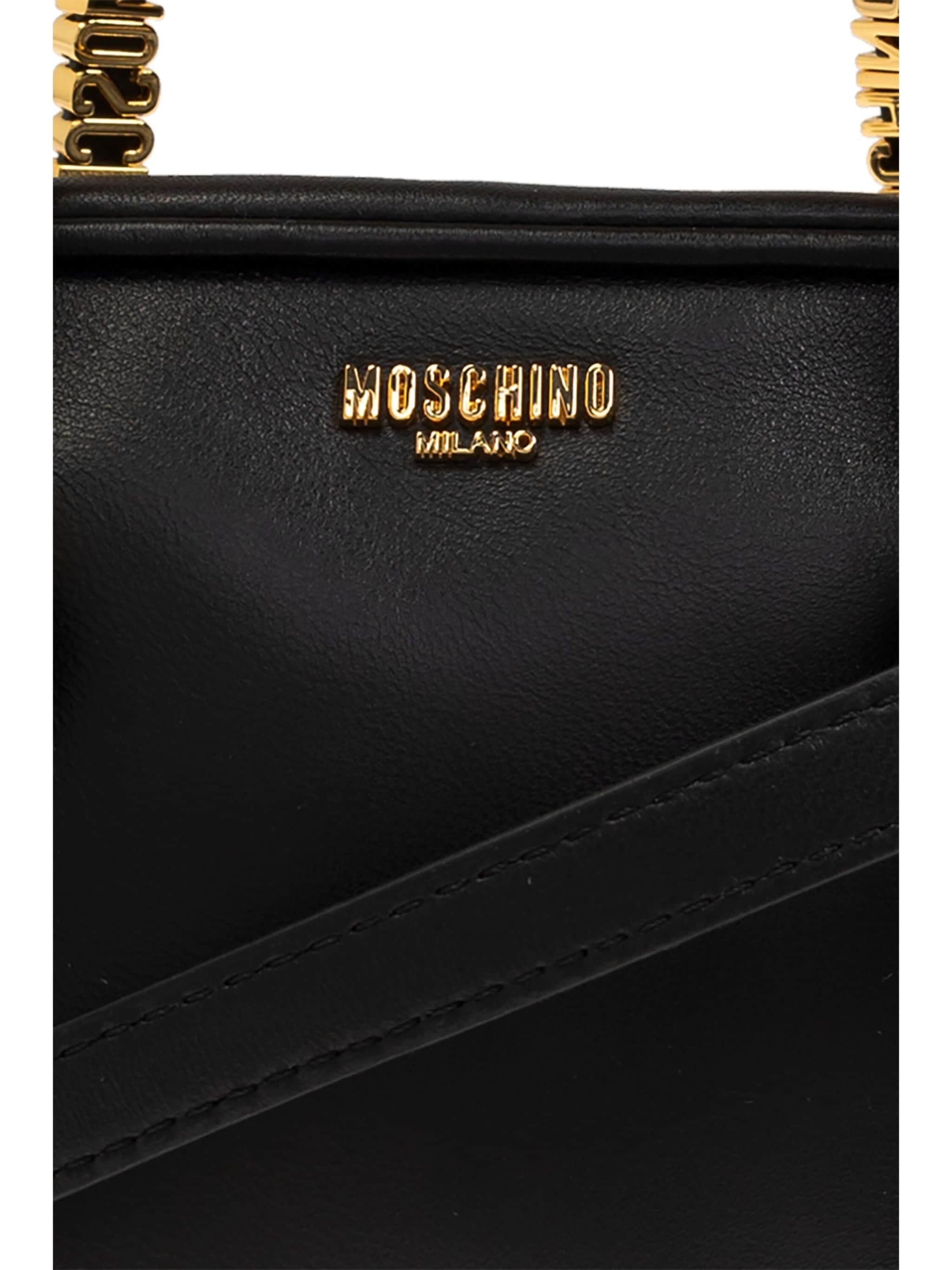 MOSCHINO LOGO-PLAQUE LEATHER MINI BAG