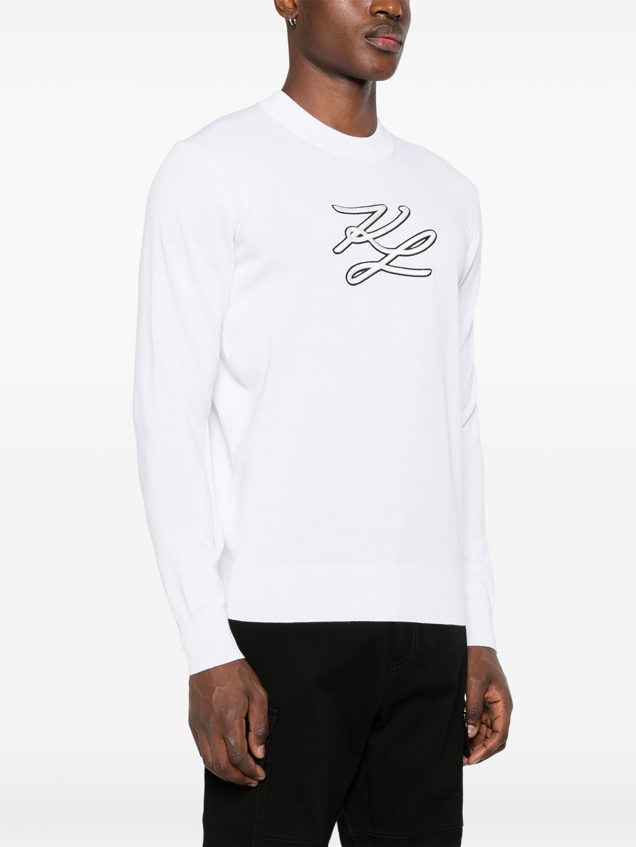 KARL LAGERFELD LOGO-EMBROIDERED LONG SLEEVES T-SHIRT