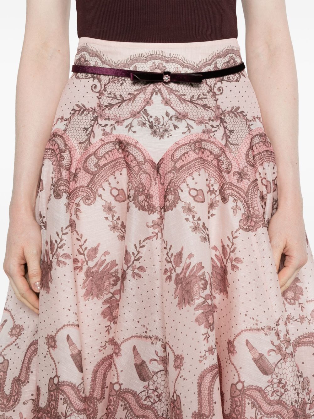 ZIMMERMANN CRUSH FLARED MIDI SKIRT