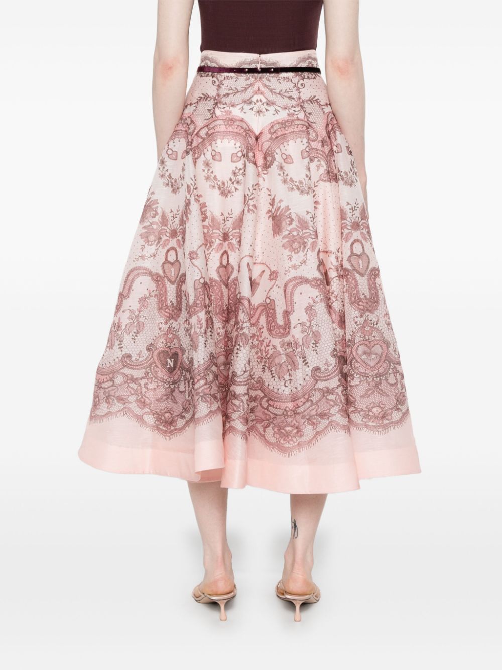 ZIMMERMANN CRUSH FLARED MIDI SKIRT