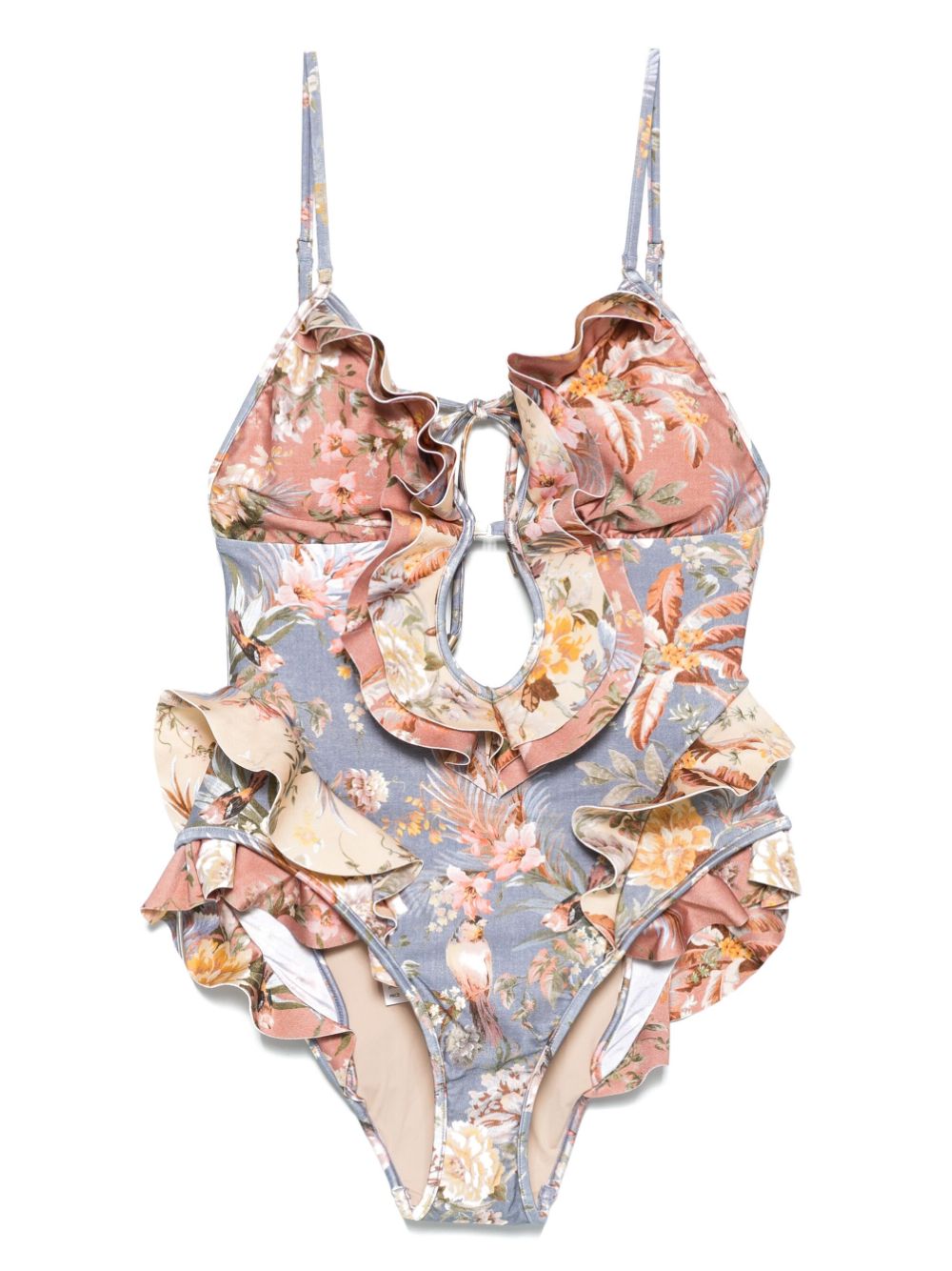 ZIMMERMANN TALLOW WATERFALL FRILL SWIMSUIT