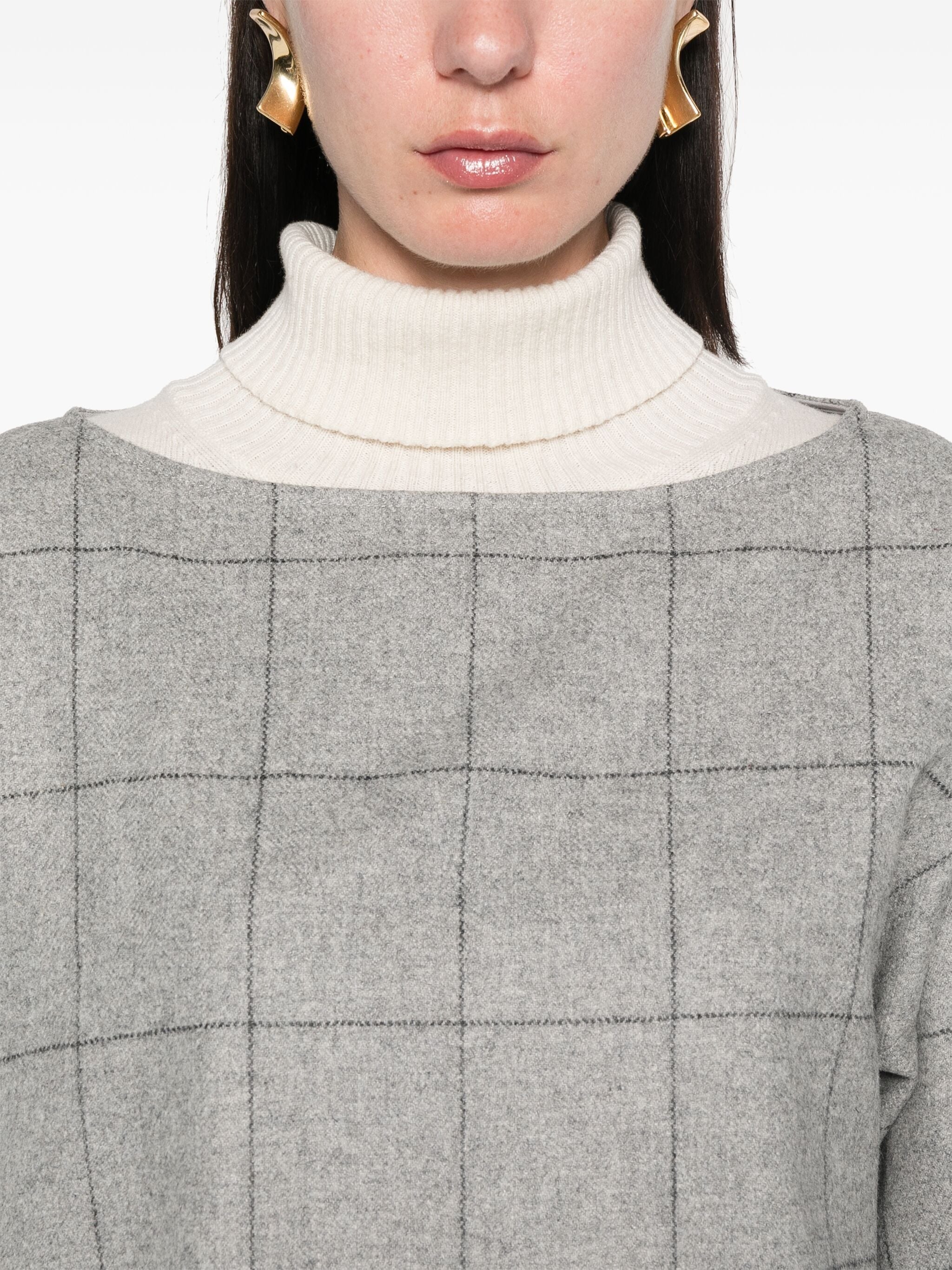 EMPORIO ARMANI CHECKED BOAT-NECK SWEATER